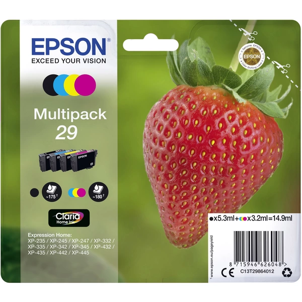 Epson Druckerpatrone T2986, 29 Original Kombi-Pack Schwarz, Cyan, Magenta, Gelb C13T29864012 Epson Druckerpatrone T2986, 29 Original Kombi-Pack Schwarz, Cyan, Magenta, Gelb C13T29864012