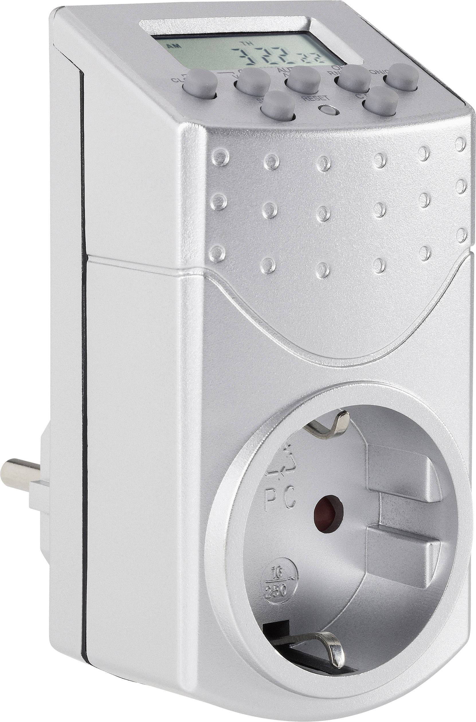 Basetech 1528591 Steckdosen-Zeitschaltuhr digital Wochenprogramm 1800W IP20 Countdown-Funktion, Zufallsfunktion