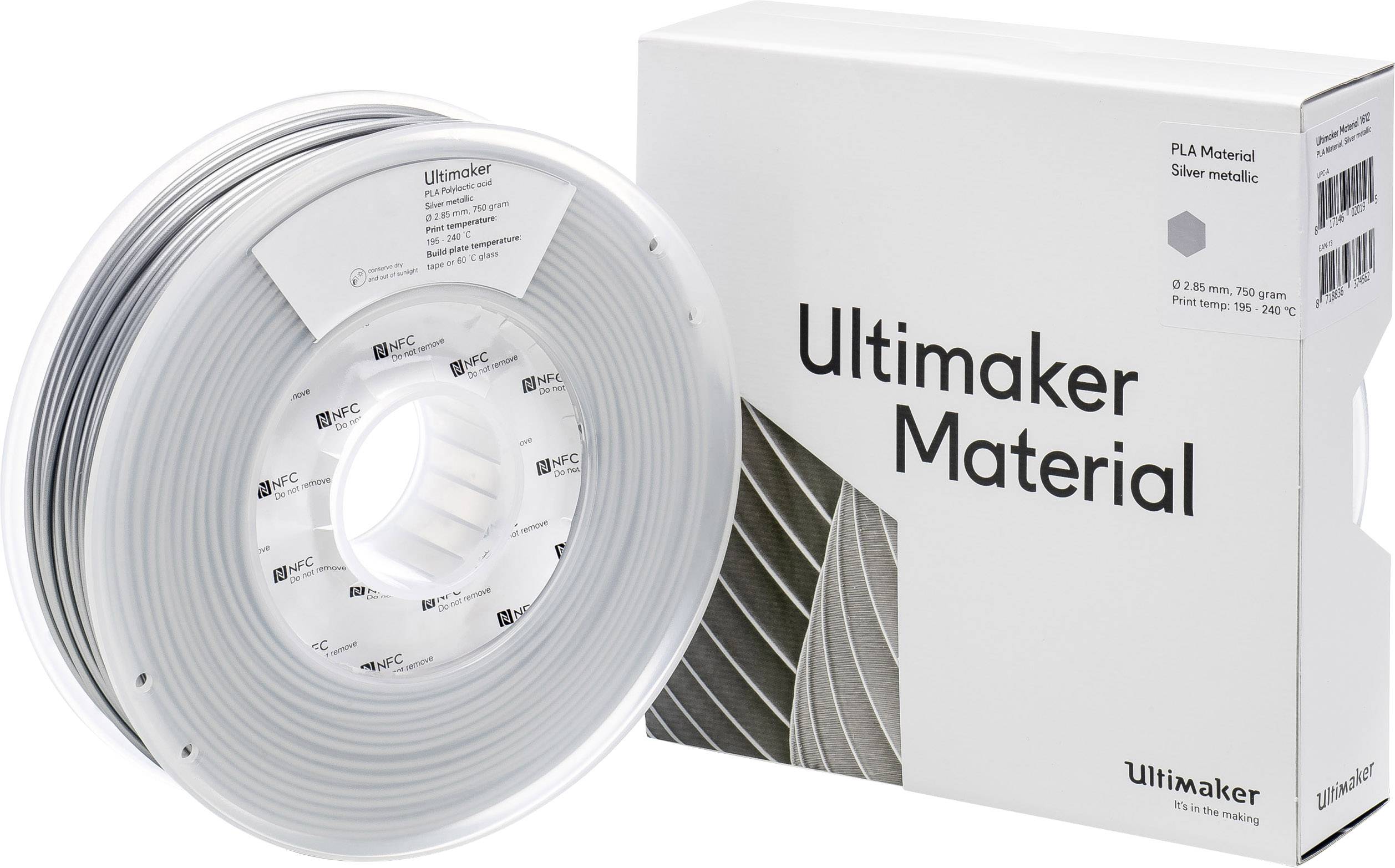 Ultimaker PLA - M0751 Silver Metallic 750 - 211399 Filament PLA 2.85mm 750g Silber (metallic) 1St.