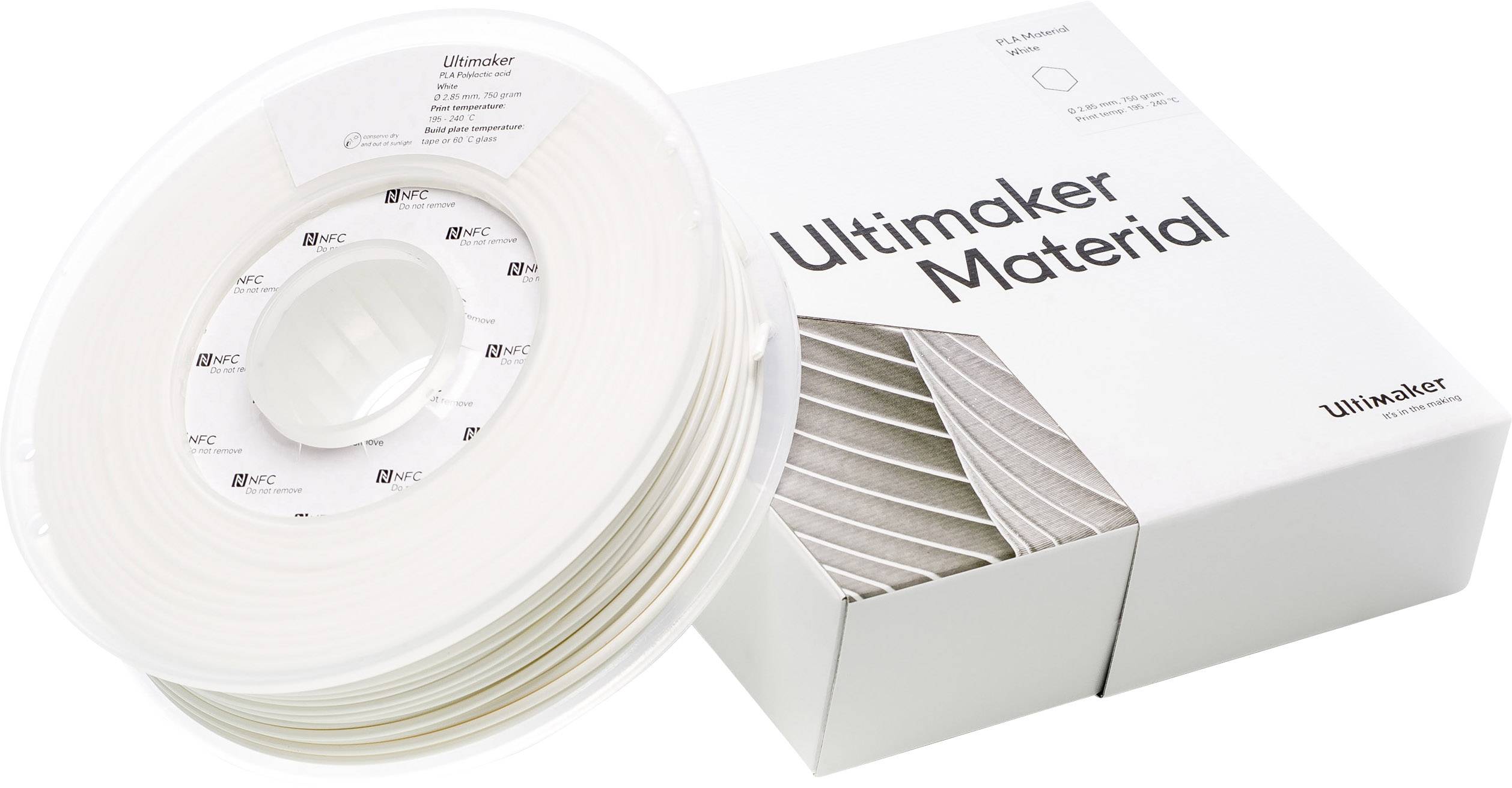 Ultimaker PLA - M0751 White 750 - 211399 Filament PLA 2.85mm 750g Weiß 1St.