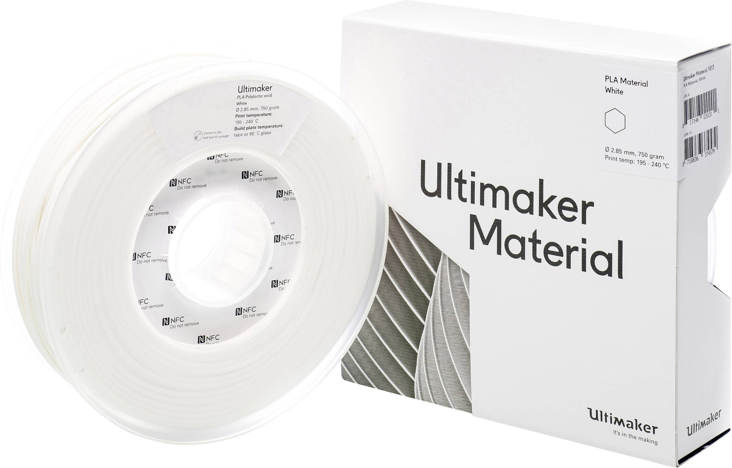 Ultimaker PLA - M0751 White 750 - 211399 Filament PLA 2.85mm 750g Weiß 1St.