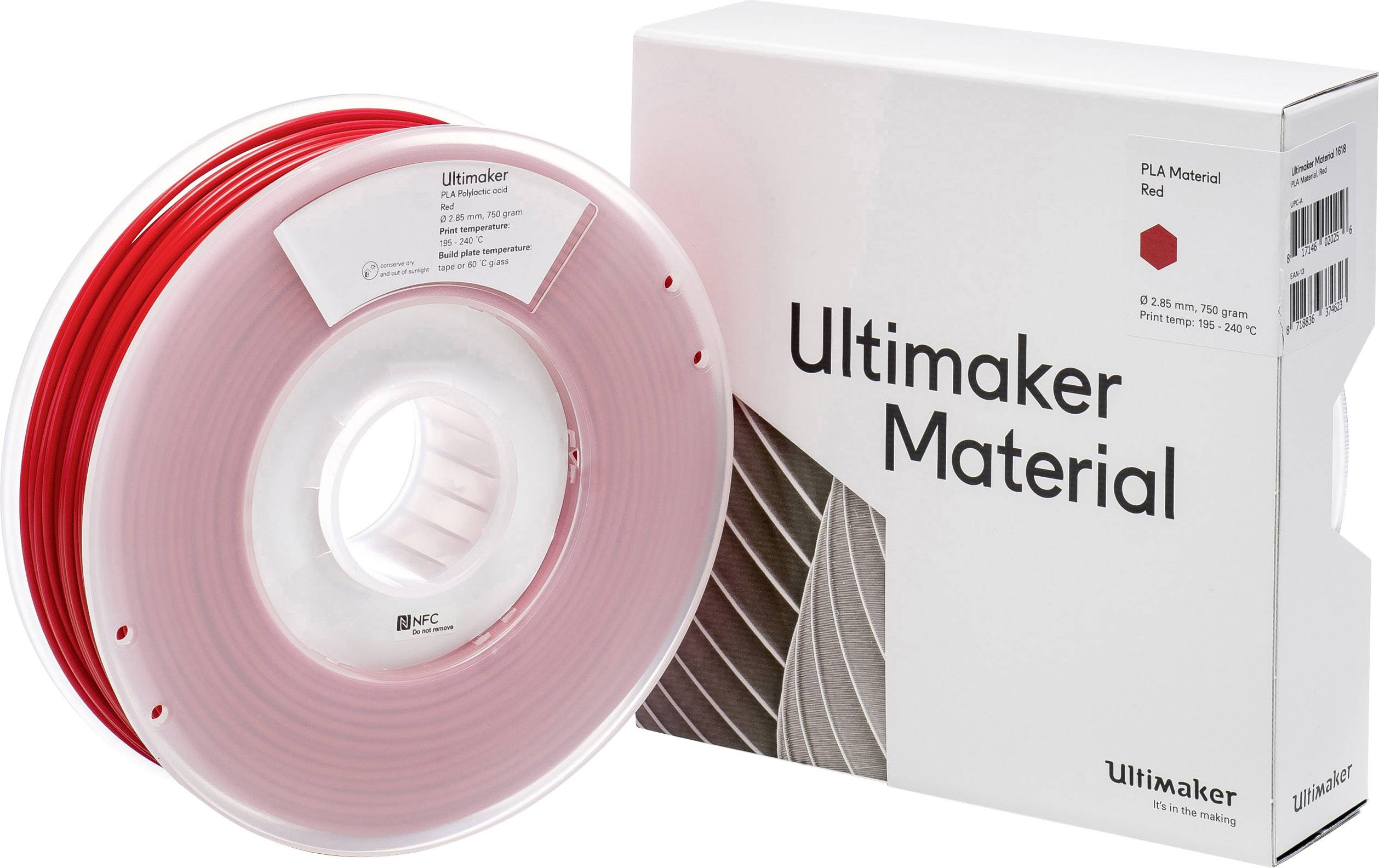 Ultimaker PLA - M0751 Red 750 - 211399 Filament PLA 2.85mm 750g Rot 1St.