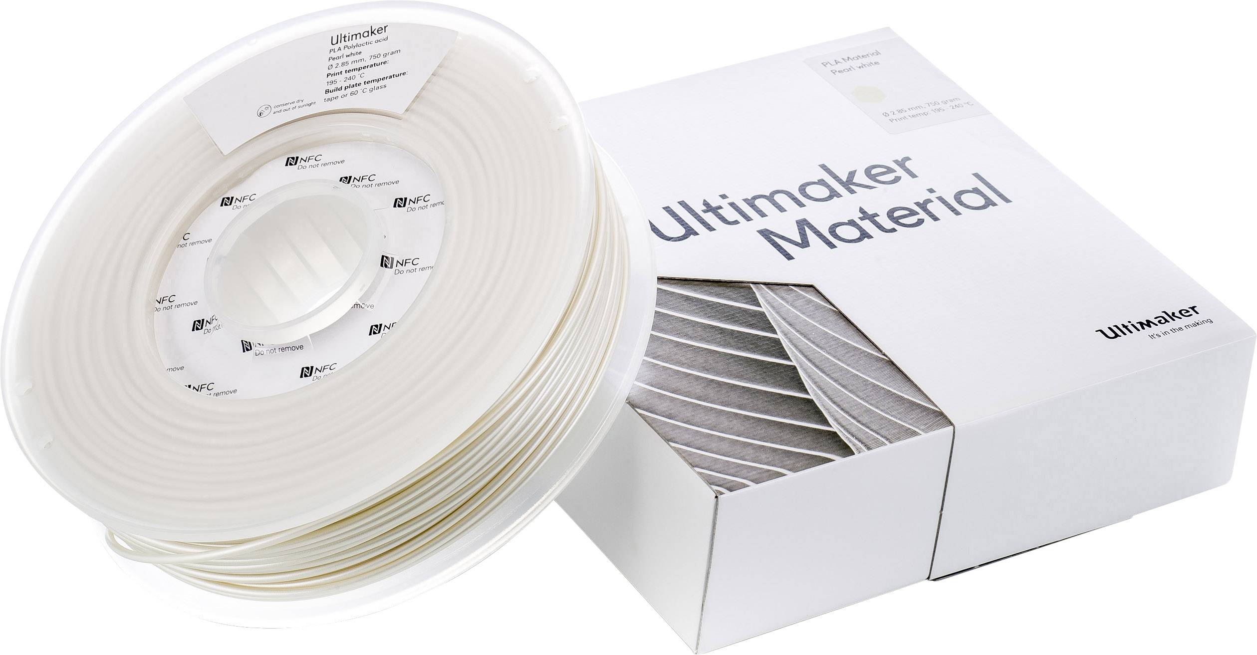 Ultimaker PLA - M0751 Pearl White 750 - 211399 Filament PLA 2.85mm 750g Pearl White 1St.