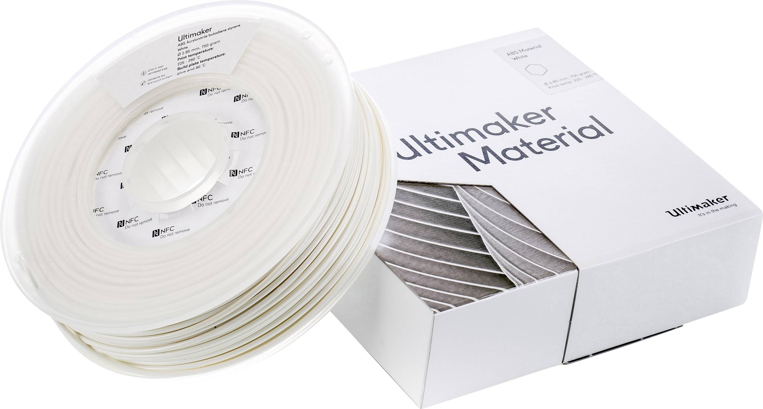 Ultimaker ABS - M2560 White 750 - 206127 Filament ABS 2.85mm 750g Weiß 1St.