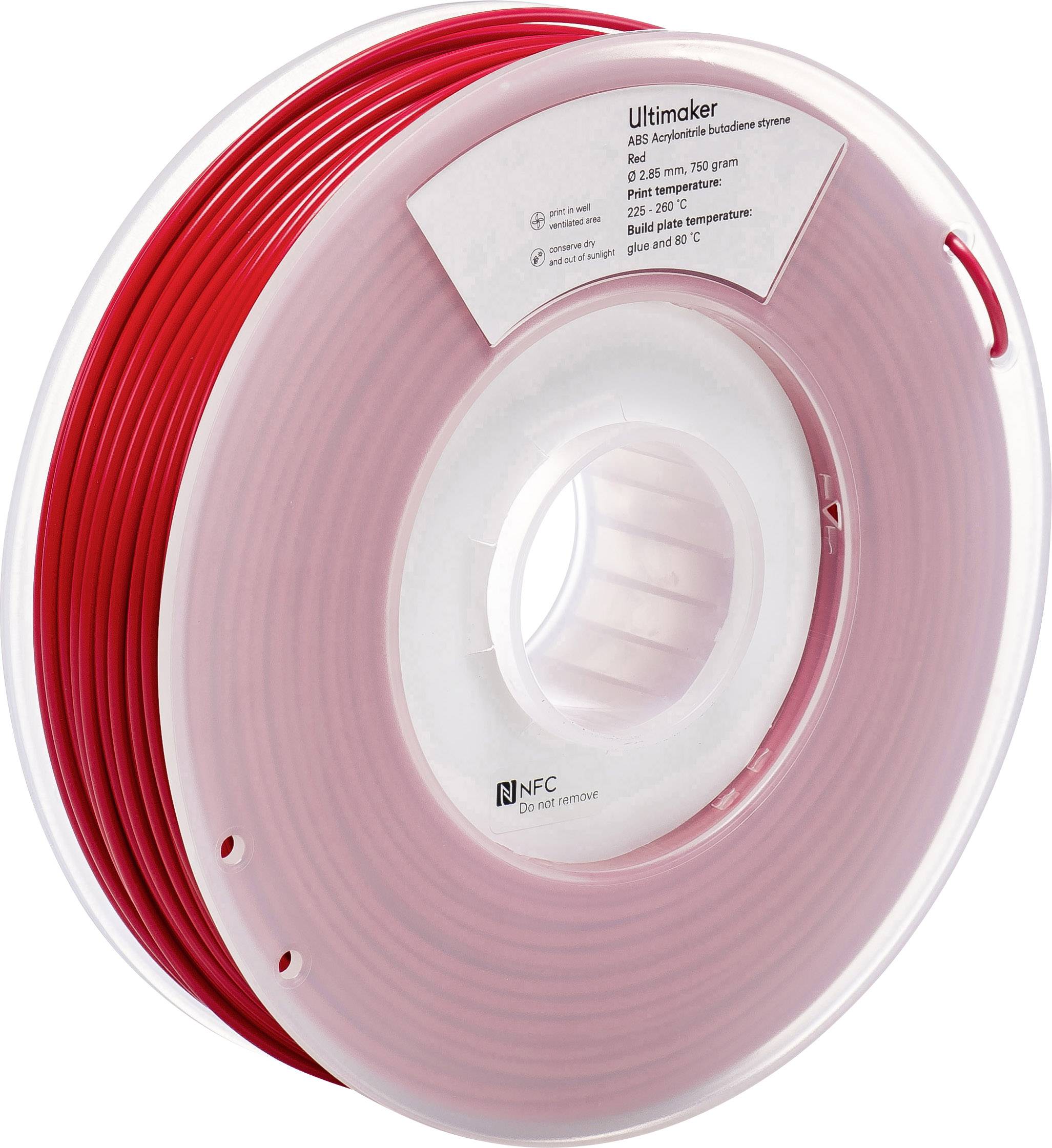 Ultimaker ABS - M2560 Red 750 - 206127 Filament ABS 2.85mm 750g Rot 1St.