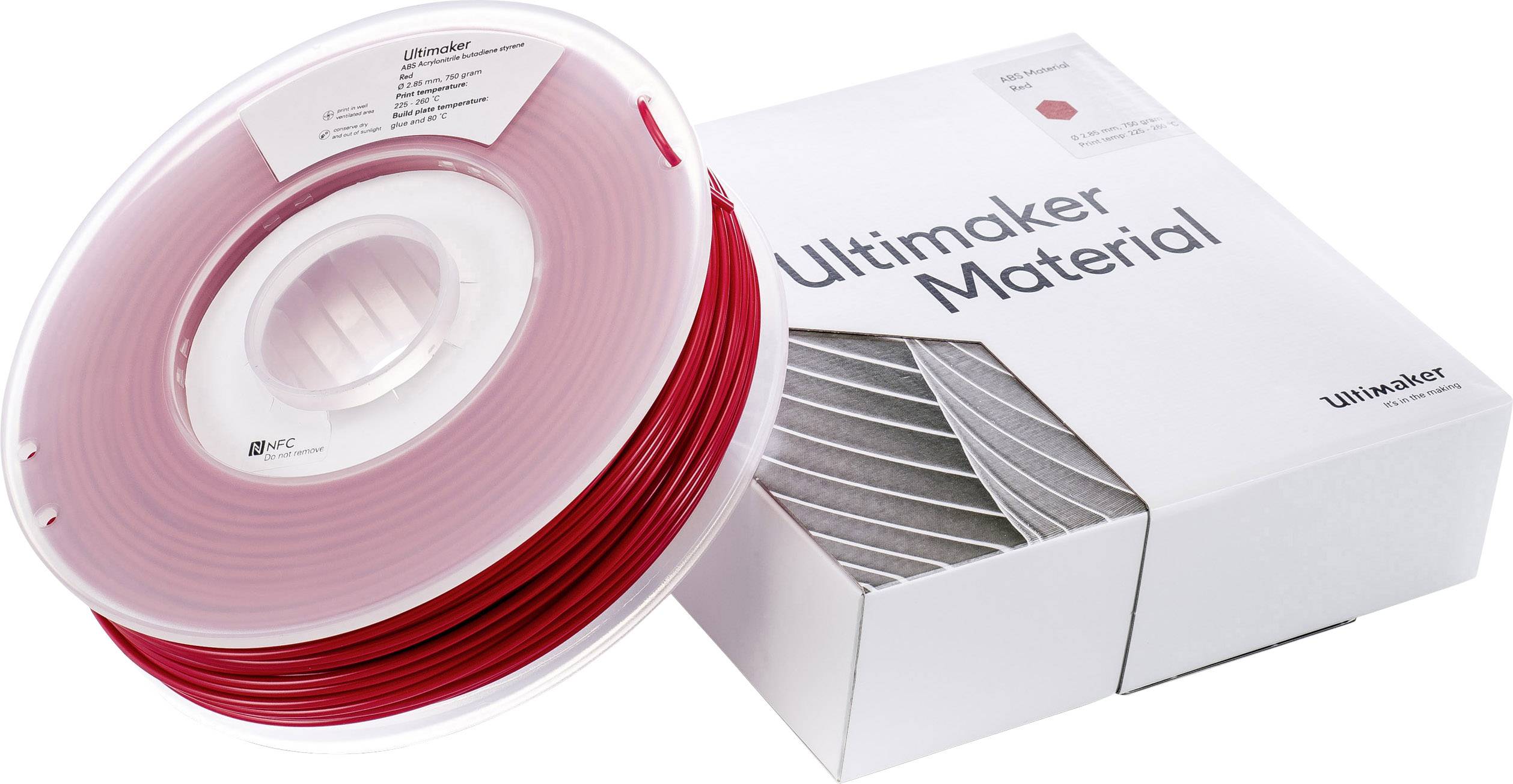 Ultimaker ABS - M2560 Red 750 - 206127 Filament ABS 2.85mm 750g Rot 1St.