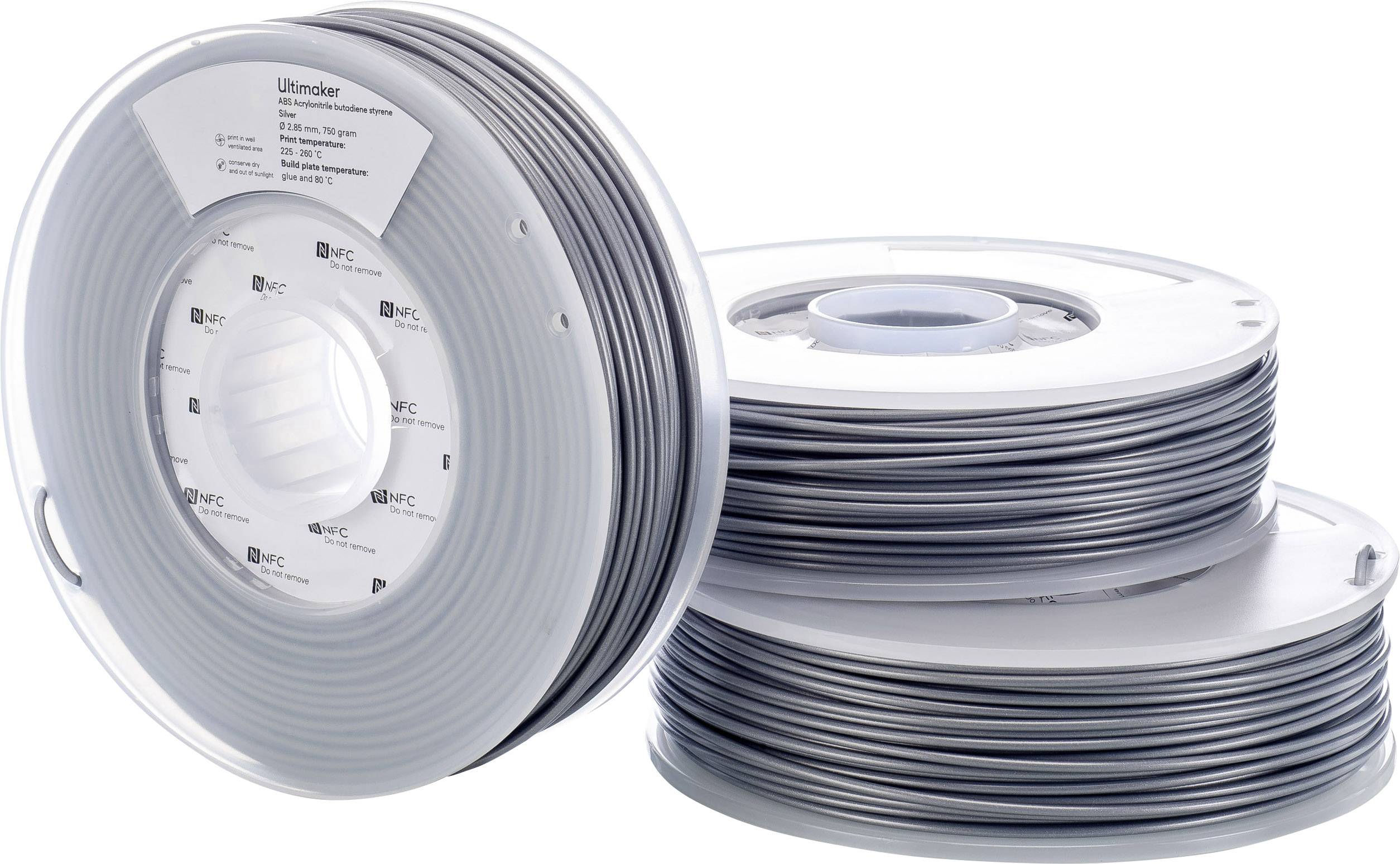 Ultimaker ABS - M2560 Silver 750 - 206127 Filament ABS 2.85mm 750g Silber 1St.