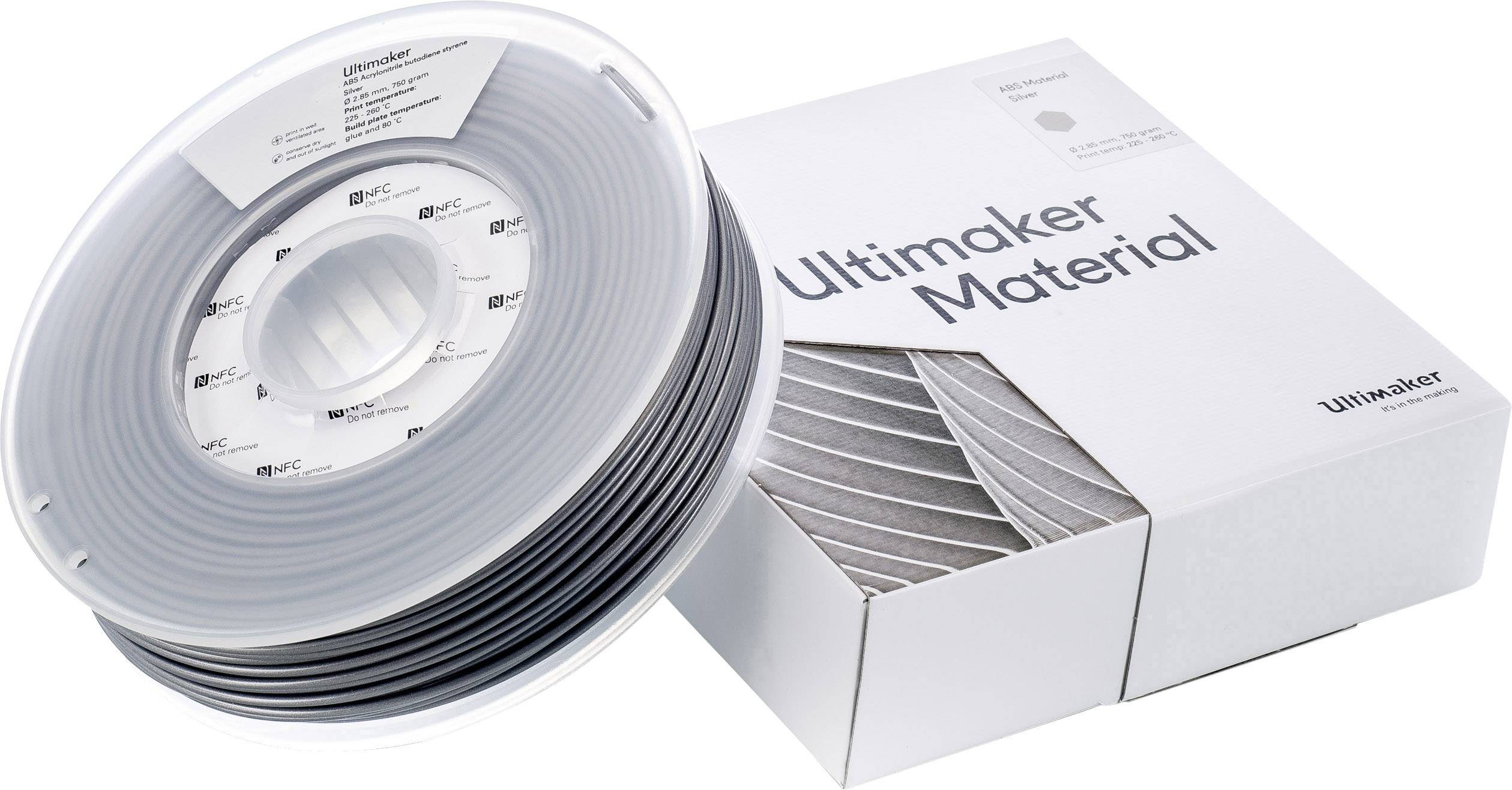 Ultimaker ABS - M2560 Silver 750 - 206127 Filament ABS 2.85mm 750g Silber 1St.