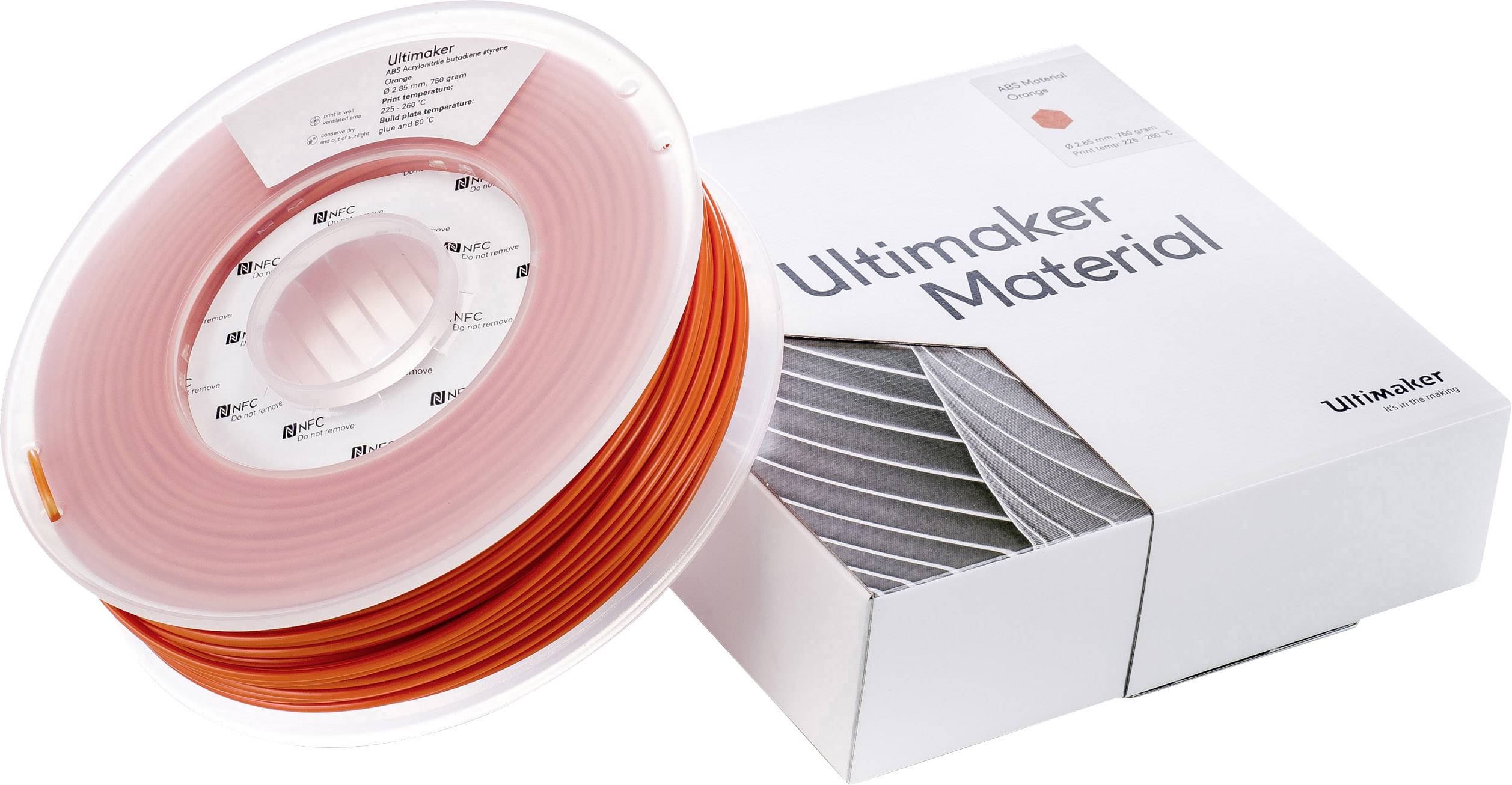 Ultimaker ABS - M2560 Orange 750 - 206127 Filament ABS 2.85mm 750g Orange 1St.