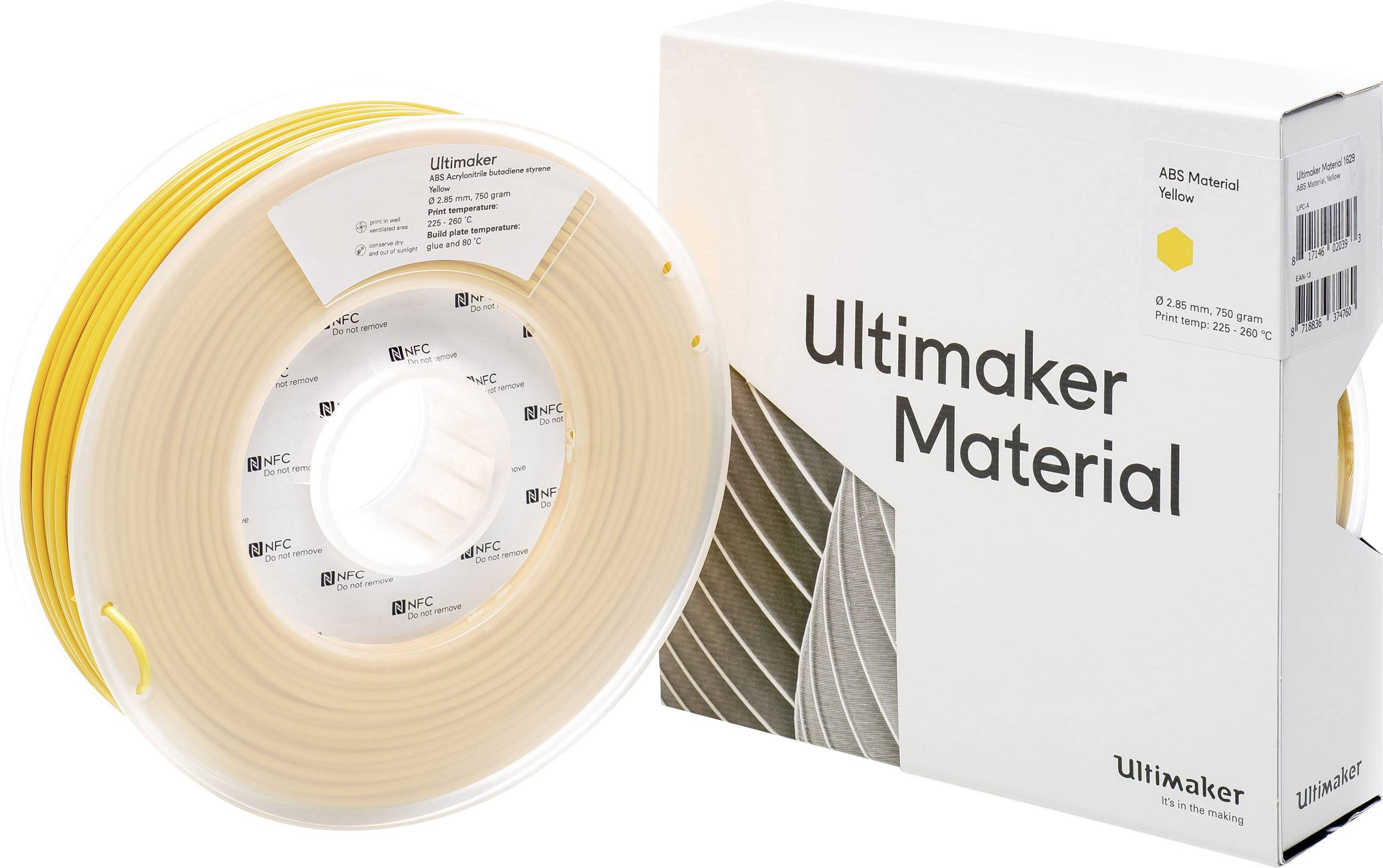 Ultimaker ABS - M2560 Yellow 750 - 206127 Filament ABS 2.85mm 750g Gelb 1St.