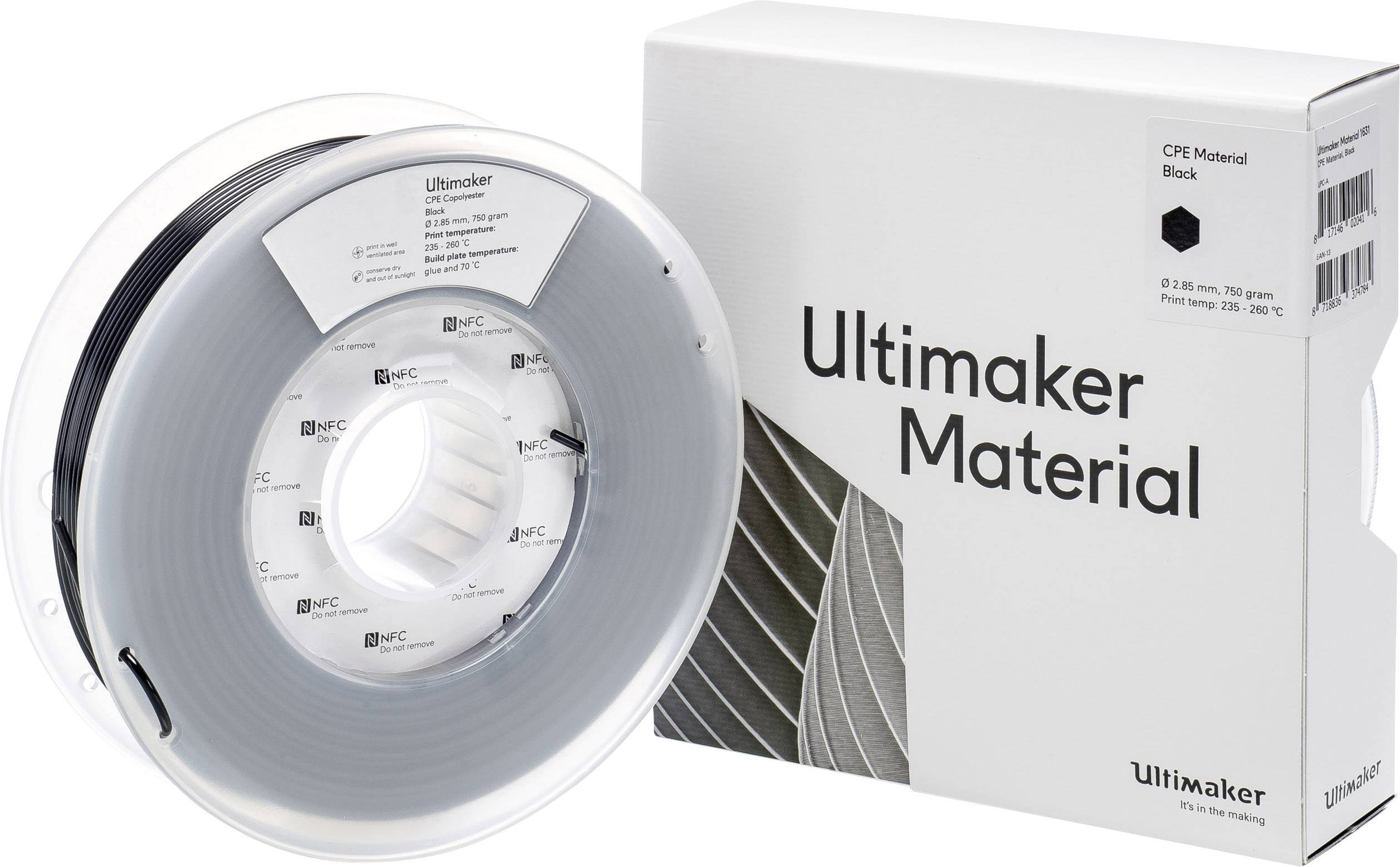 Ultimaker CPE - M0188 Black 750 - 201273 Filament CPE 2.85mm 750g Schwarz 1St.