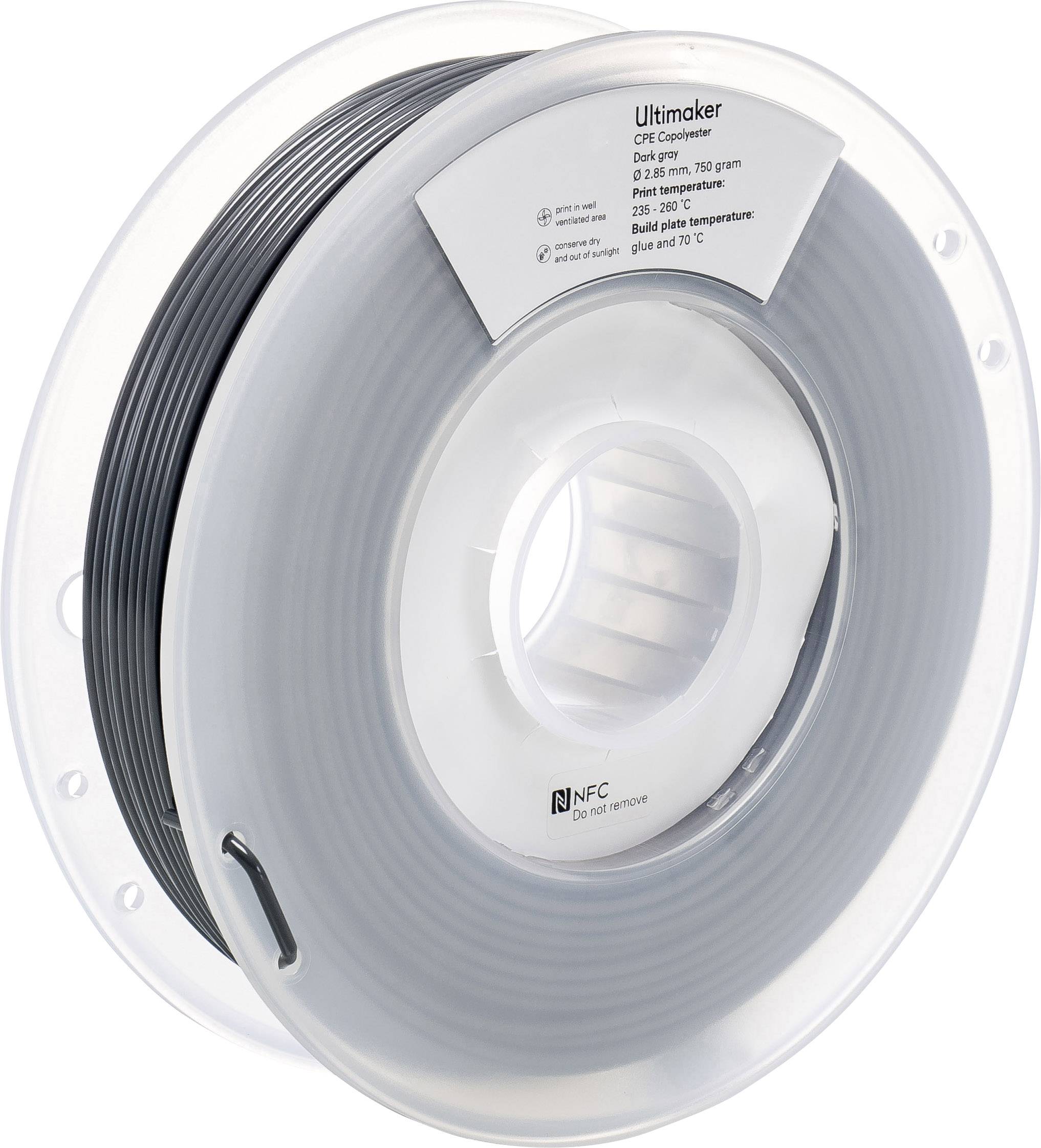 Ultimaker CPE - M0188 Dark Gray 750 - 201273 Filament CPE 2.85mm 750g Dunkelgrau 1St.