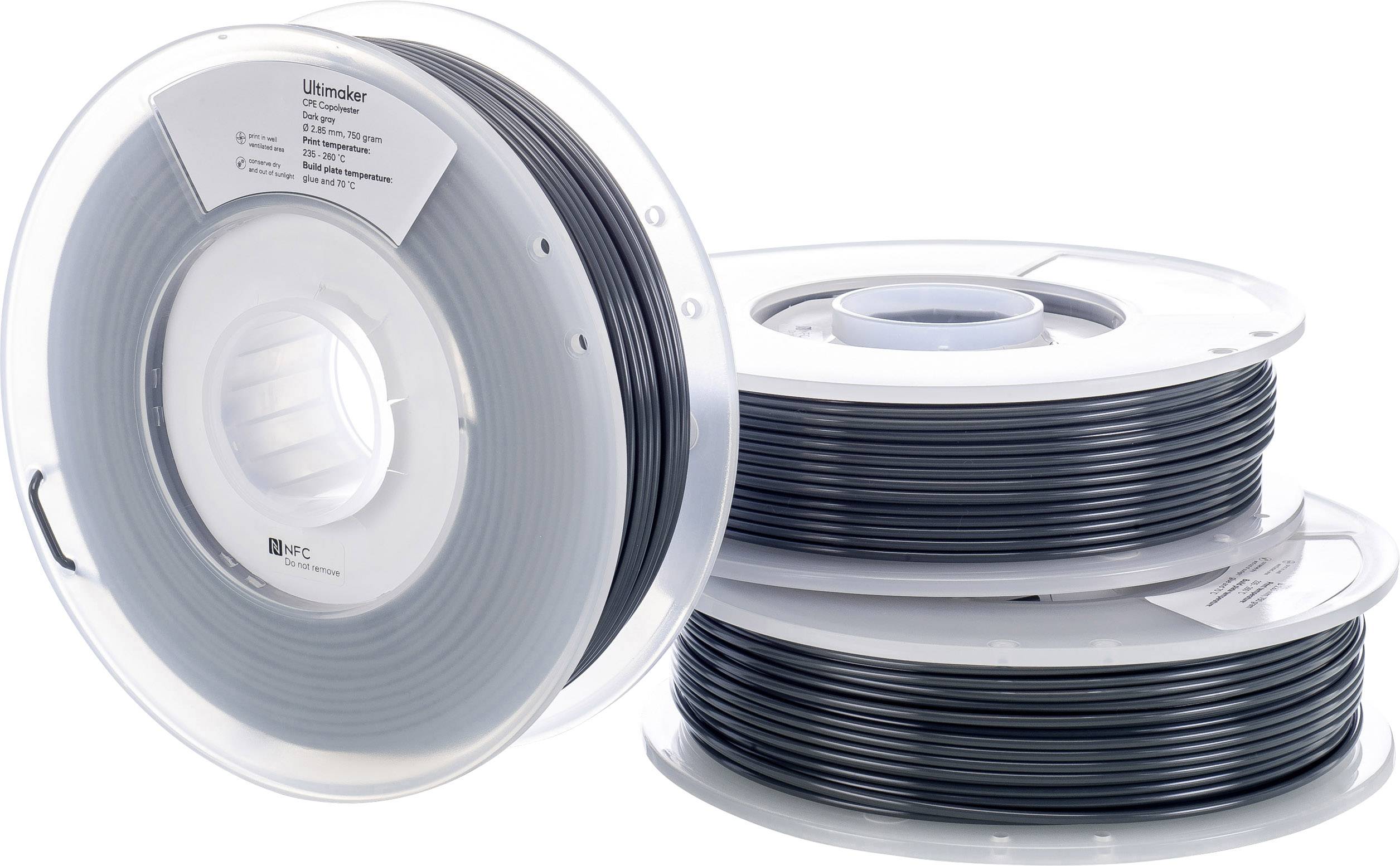 Ultimaker CPE - M0188 Dark Gray 750 - 201273 Filament CPE 2.85mm 750g Dunkelgrau 1St.