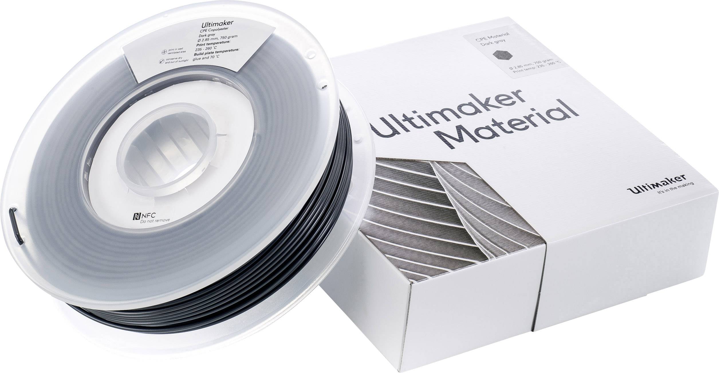 Ultimaker CPE - M0188 Dark Gray 750 - 201273 Filament CPE 2.85mm 750g Dunkelgrau 1St.
