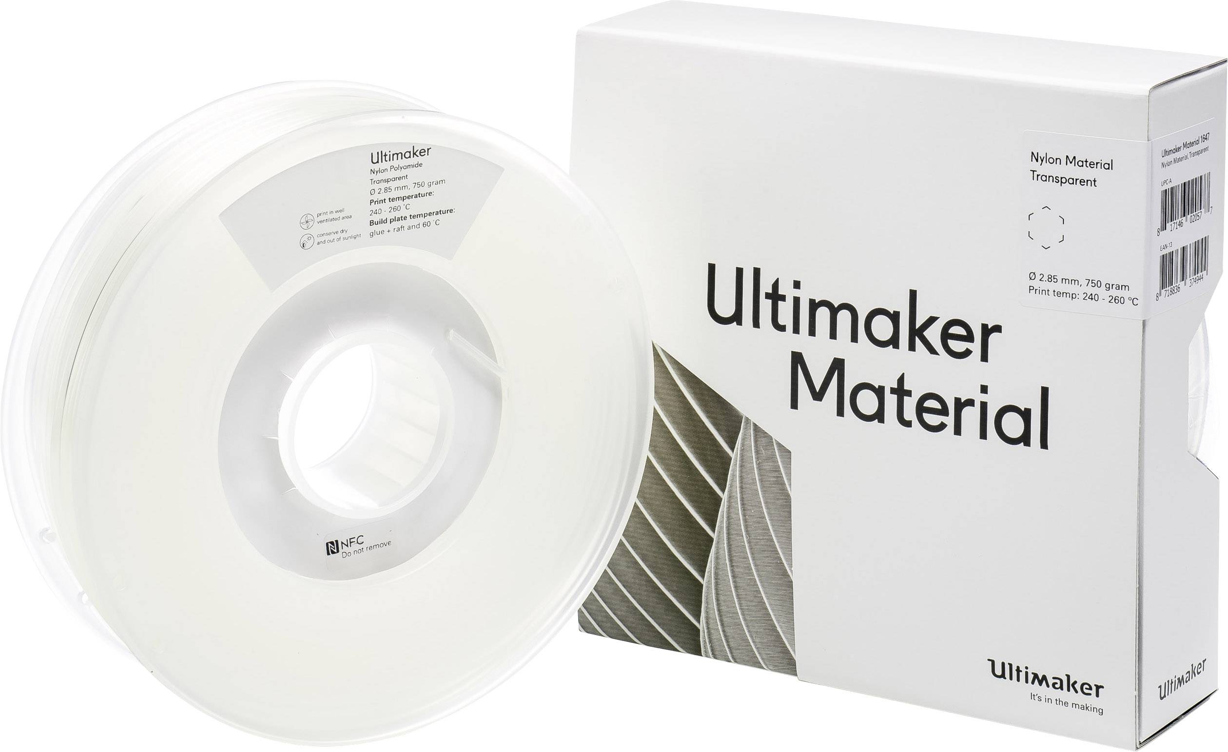 Ultimaker Filament PA (Polyamid) 2.85mm Transparent 750g