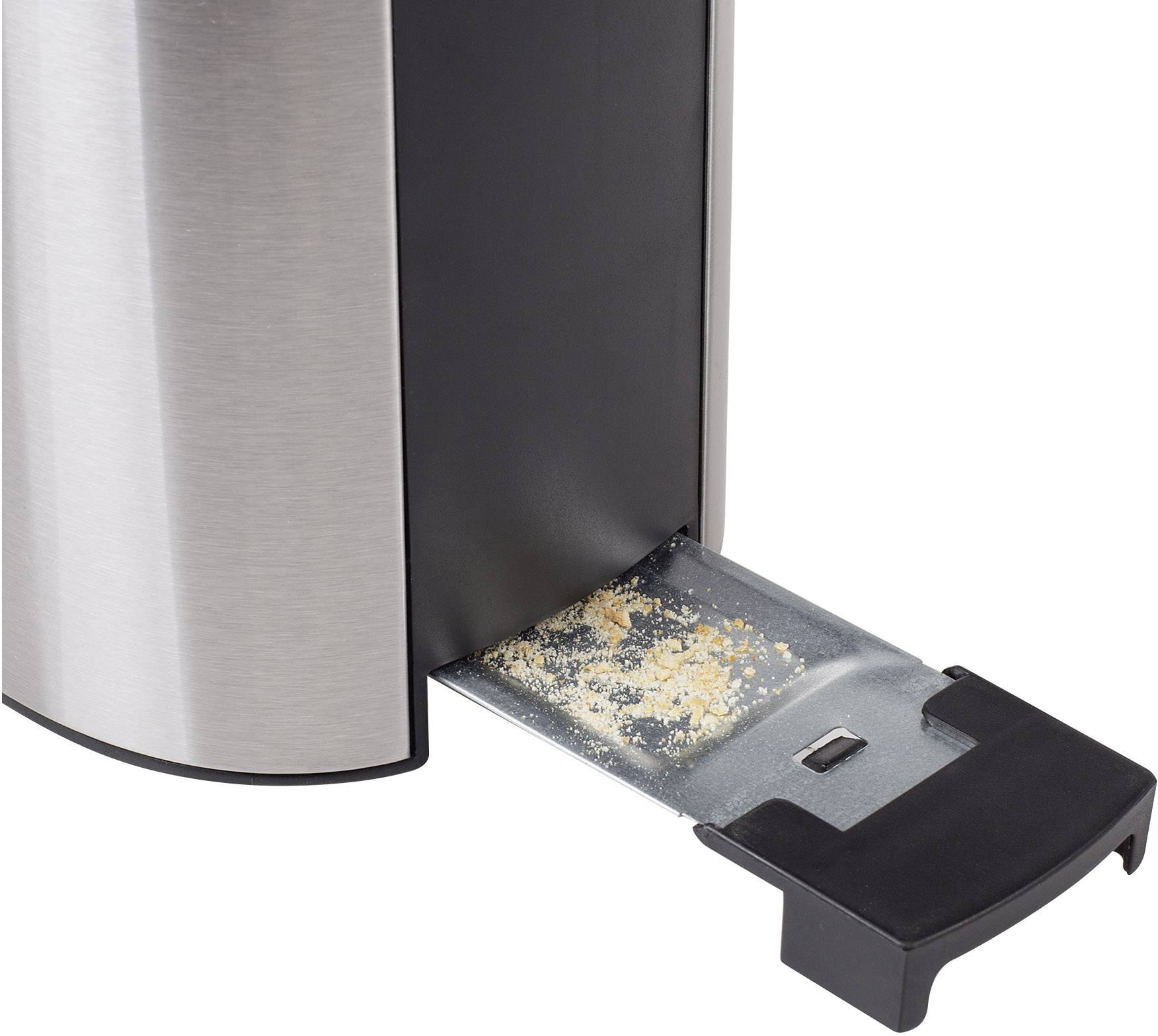 Princess Langschlitztoaster mit eingebautem Brötchenaufsatz Edelstahl, Schwarz