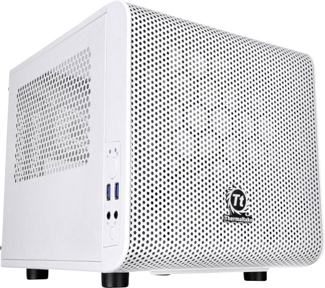 Thermaltake Core V1 Snow Mini-Tower PC-Gehäuse Weiß 1 vorinstallierter Lüfter, LCS Kompatibel