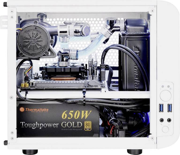 Thermaltake Core V1 Snow Mini-Tower PC-Gehäuse Weiß 1 vorinstallierter Lüfter, LCS Kompatibel
