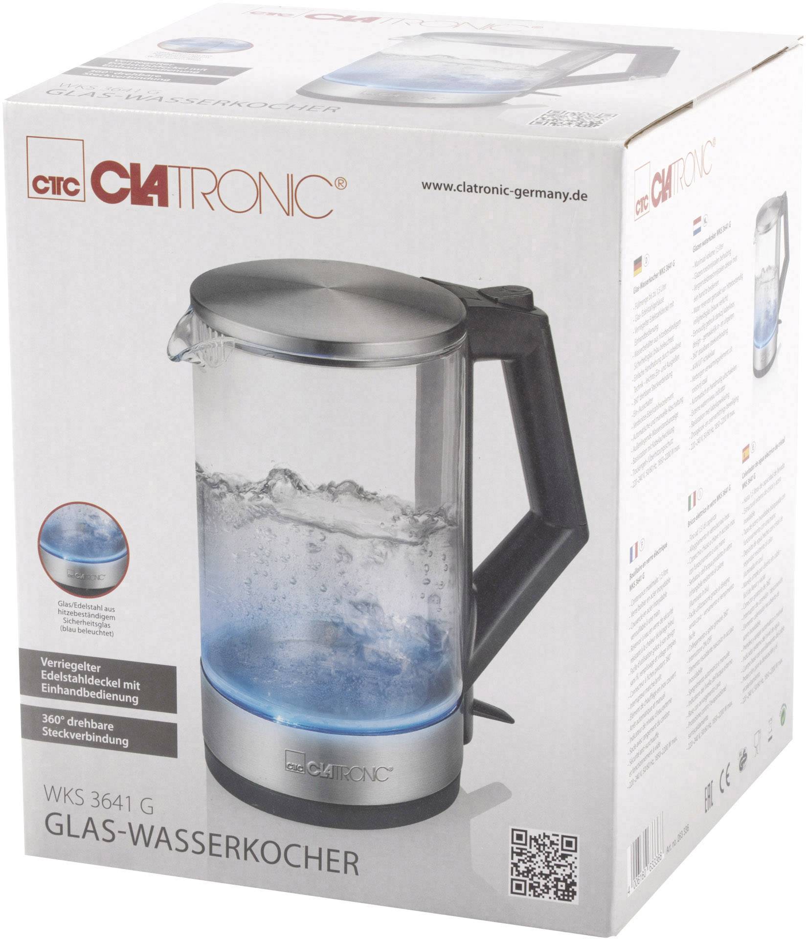 Clatronic WKS 3641 Wasserkocher schnurlos Edelstahl