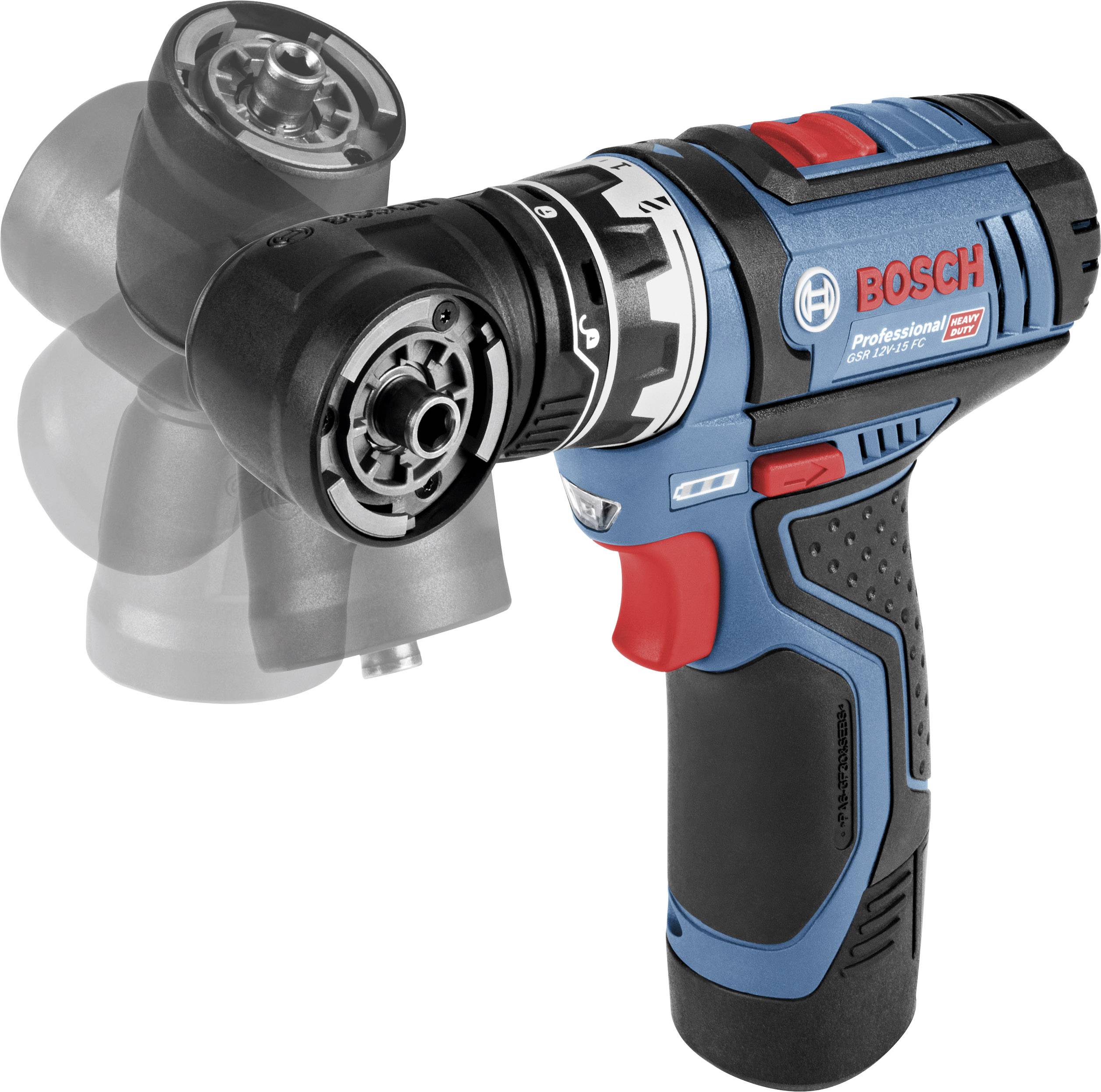 Bosch Professional GSR 12V-15 FlexiClick 06019F6000 Akku-Bohrschrauber 12V 2Ah Li-Ion inkl. 2. Akku, inkl. Ladegerät, mit Zubehör