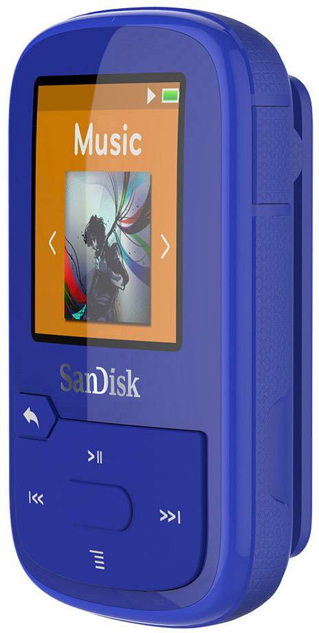 SanDisk MP3-Player 16GB Blau Befestigungsclip, Bluetooth®, Wasserdicht