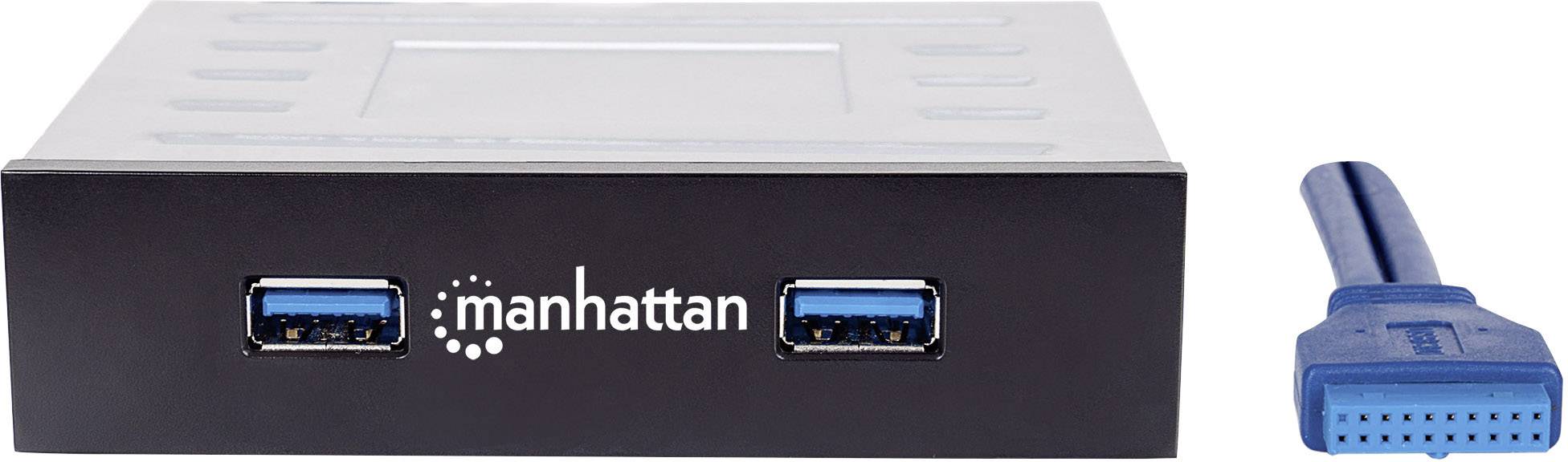 Manhattan 2 Port USB 3.0-Fronteinschub-Hub Schwarz