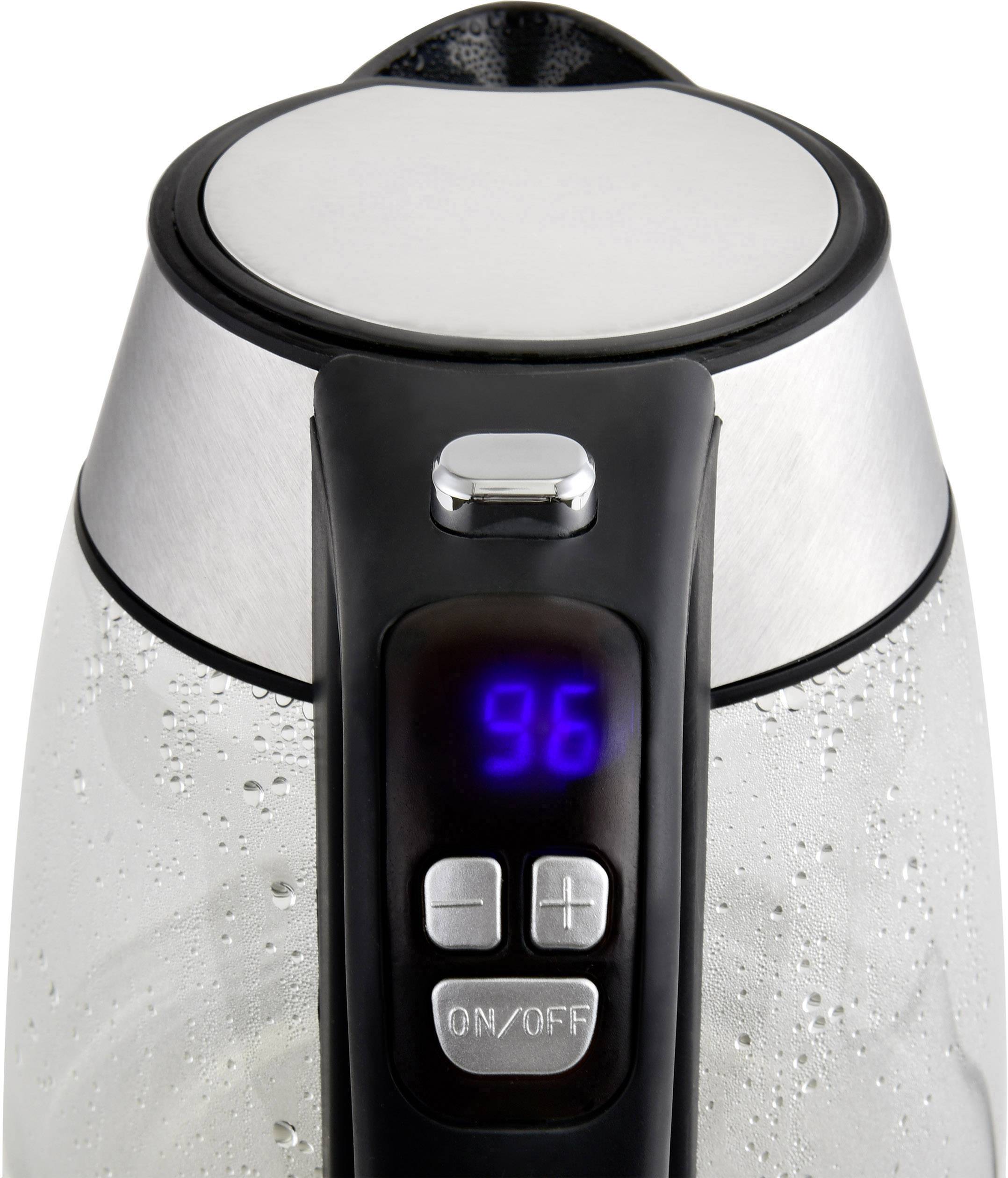 TKG Team Kalorik TKG JK 1040 Wasserkocher schnurlos, mit Display, Temperaturvorwahl Glas Fassungsvermögen: 1.7 l