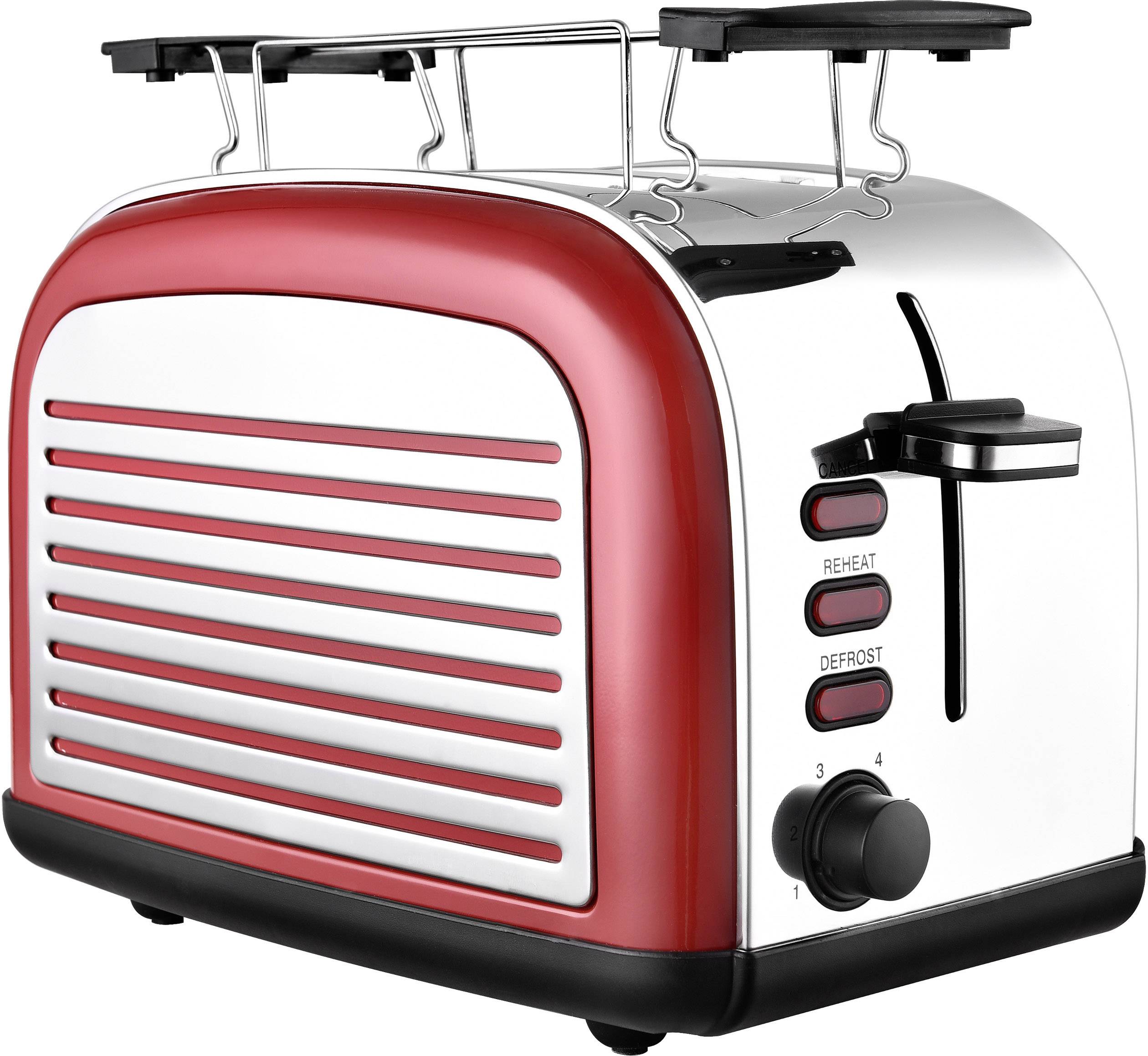 TKG Team Kalorik TKG TO 2500 R Toaster mit Brötchenaufsatz Rot