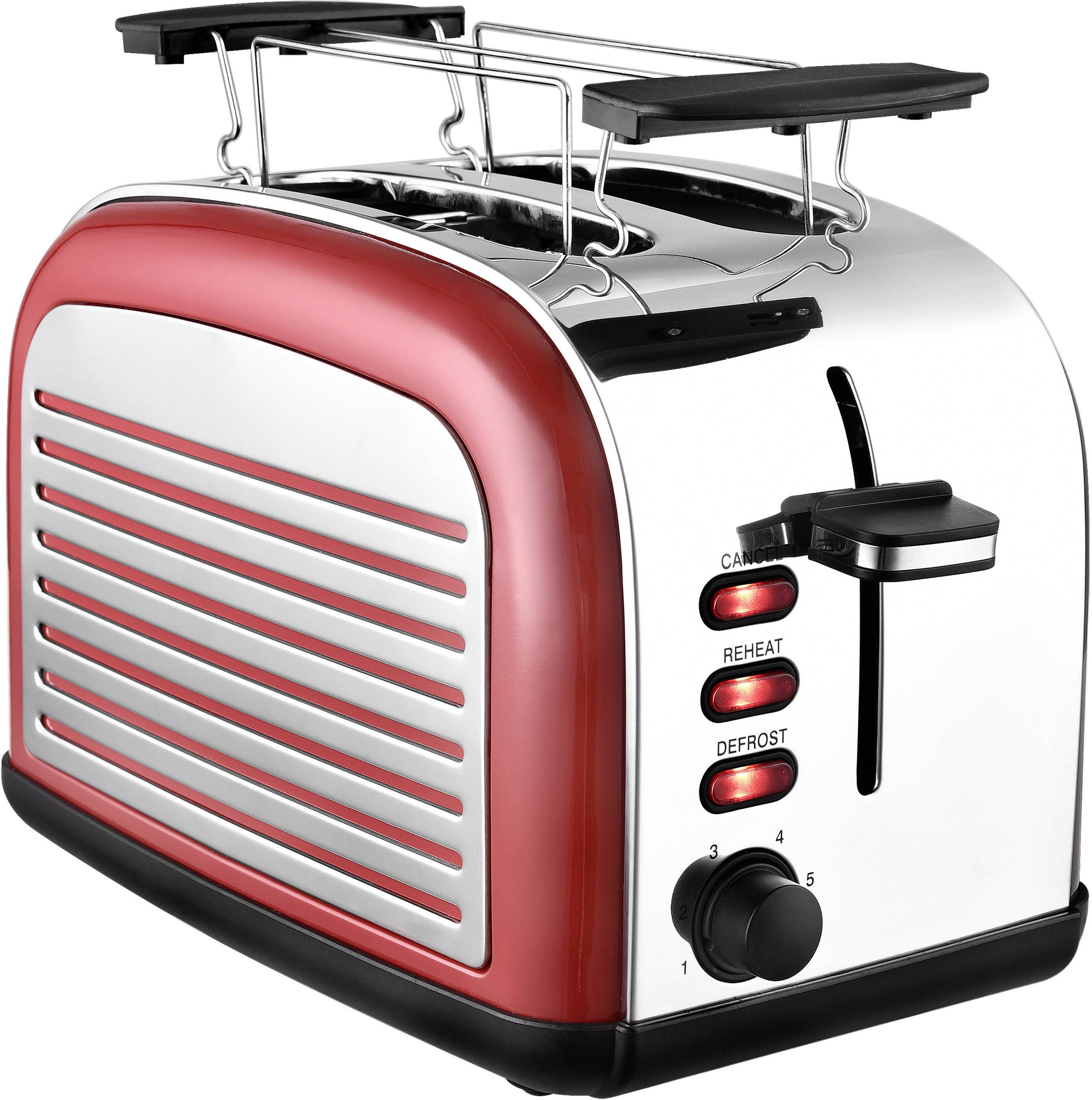 TKG Team Kalorik TKG TO 2500 R Toaster mit Brötchenaufsatz Rot