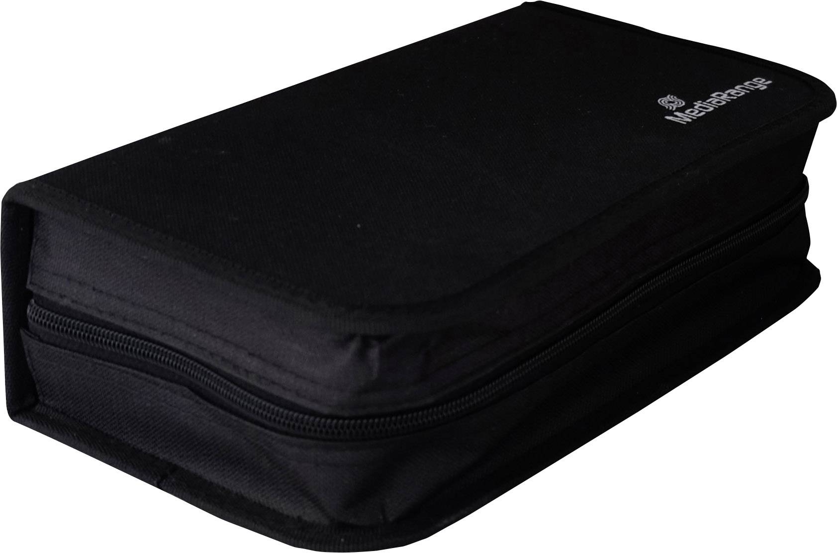 Schwarzes, rechteckiges Etui mit Reißverschluss, verwendet zum Aufbewahren von Gegenständen.