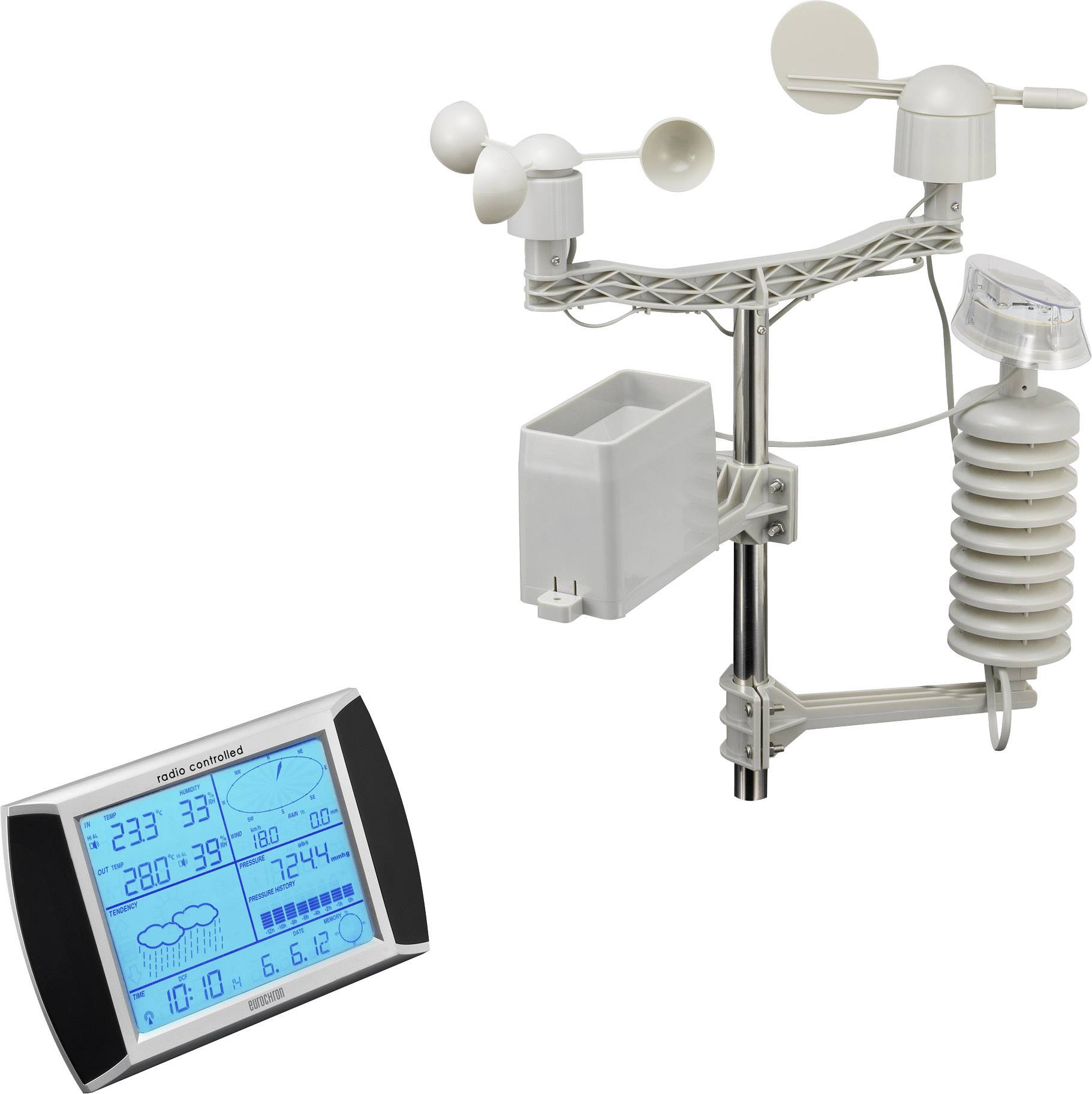 Funk-Wetterstation Eurochron mit Touch-Screen-Display WS1080 Vorhersage für 1 Tag