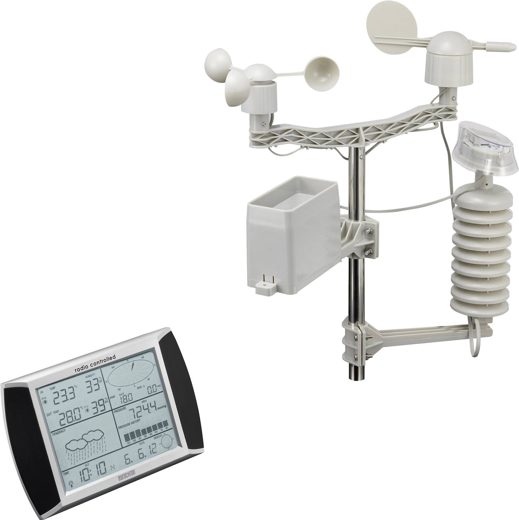 Funk-Wetterstation Eurochron mit Touch-Screen-Display WS1080 Vorhersage für 1 Tag