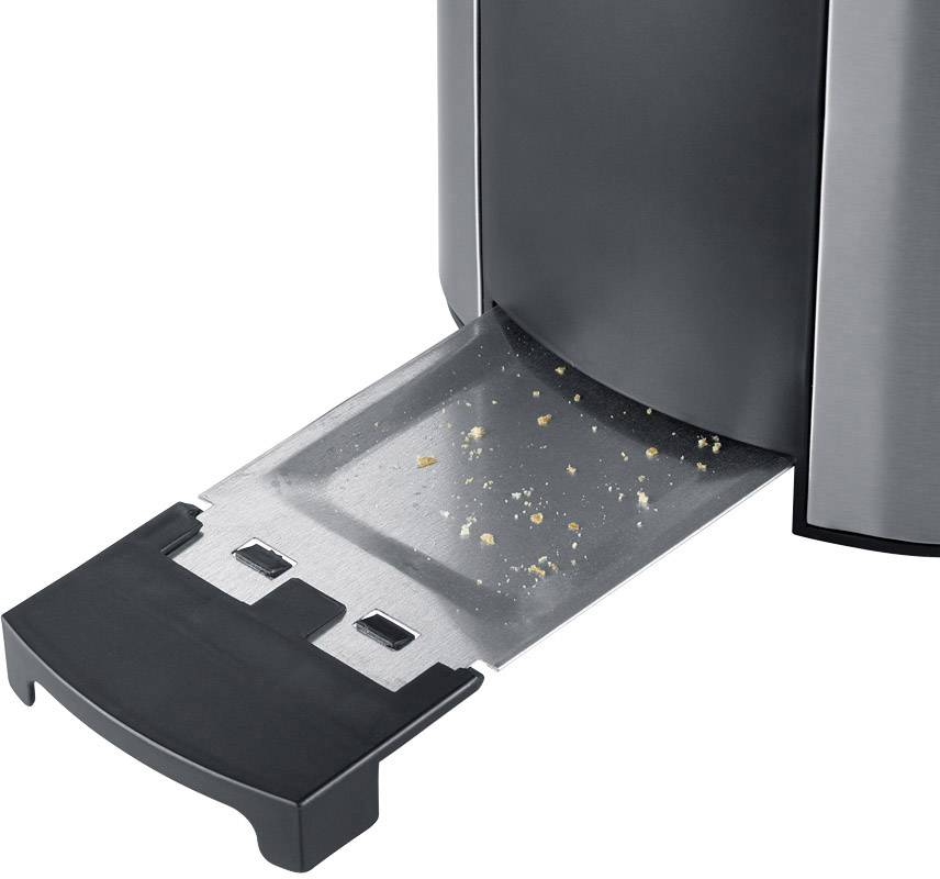 Severin AT 2589 Toaster mit Brötchenaufsatz Edelstahl (gebürstet), Schwarz