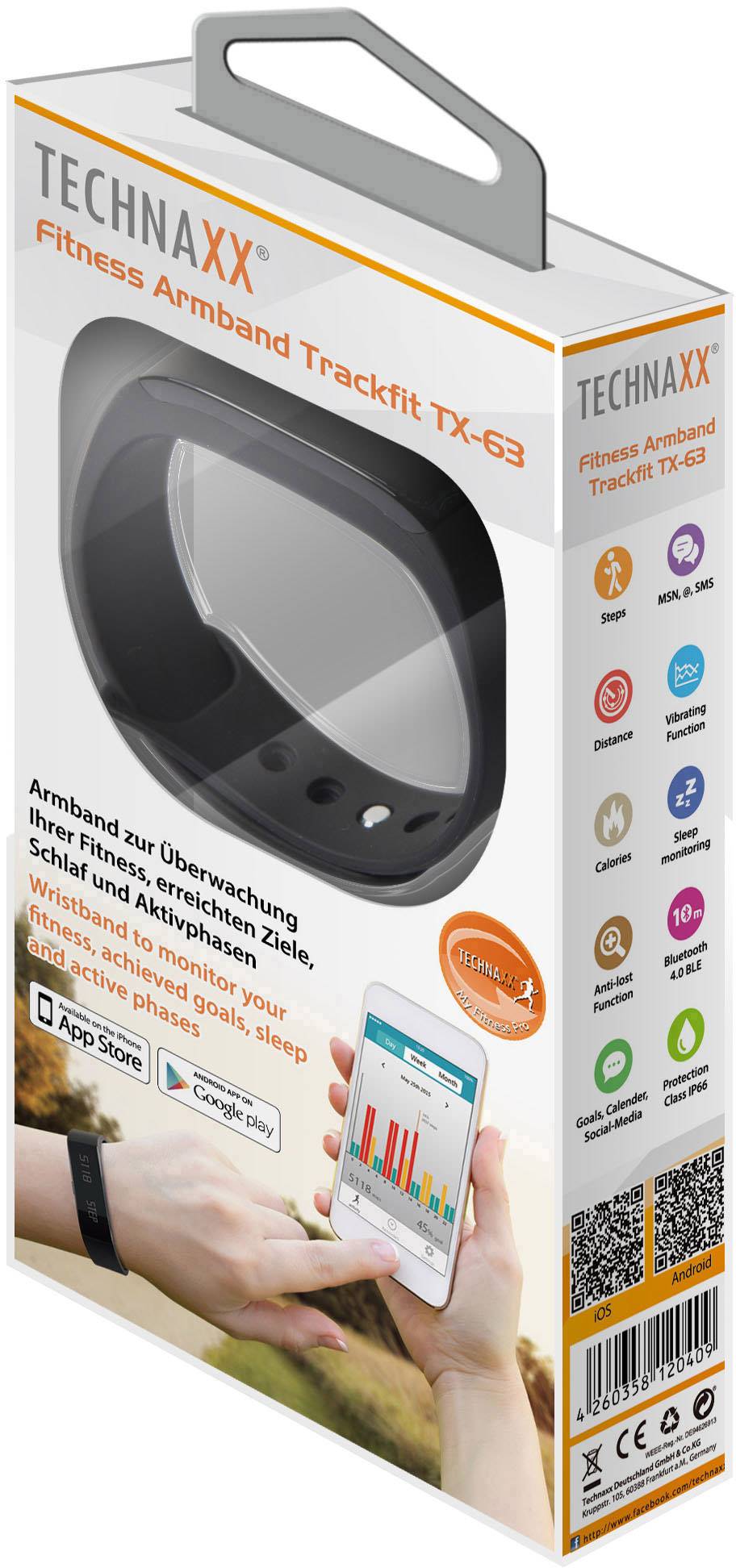 Technaxx Fitness-Tracker Uni Schwarz