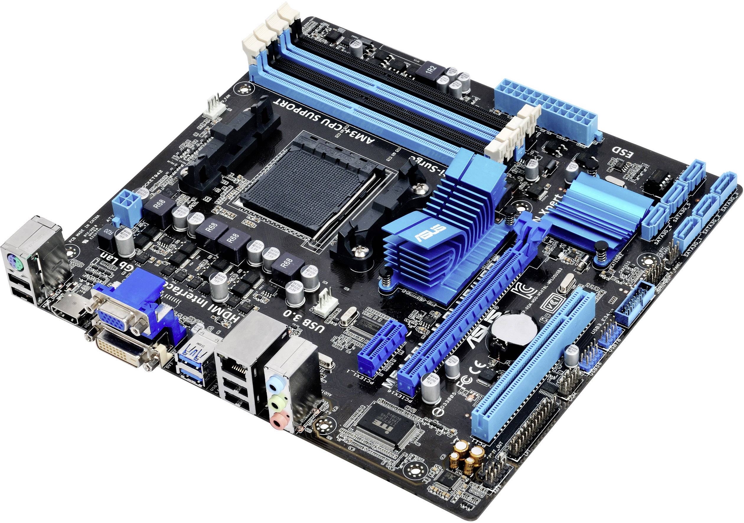Asus M5A78L-M PLUS/USB3 Mainboard Sockel (PC) AMD AM3+ Formfaktor (Details) Micro-ATX Mainboard-Chipsatz AMD® 760G