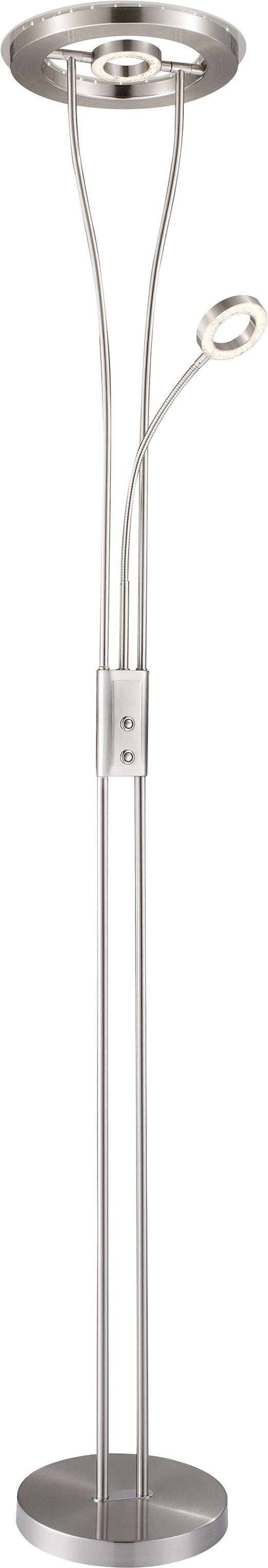 WOFI Naomi LED-Deckenfluter mit Leselampe LED 18W Nickel (matt), Chrom