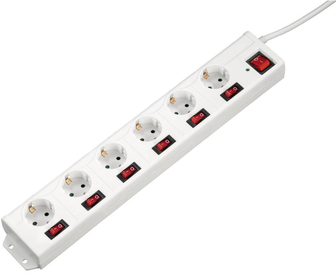 Hama 137239 Überspannungsschutz-Steckdosenleiste 6fach Weiß Schutzkontakt 1 St.