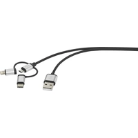 Renkforce USB-Kabel USB 2.0 USB-A Stecker, USB-C® Stecker, USB-Micro-B Stecker, Apple Lightning Stecker 1.00m Dunkelgrau Renkforce USB-Kabel USB 2.0 USB-A Stecker, USB-C® Stecker, USB-Micro-B Stecker, Apple Lightning Stecker 1.00m Dunkelgrau