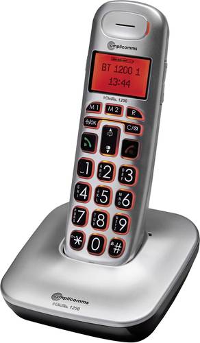 Amplicomms BigTel 1200 Schnurloses Seniorentelefon Optische Anrufsignalisierung, Freisprechen Beleuc