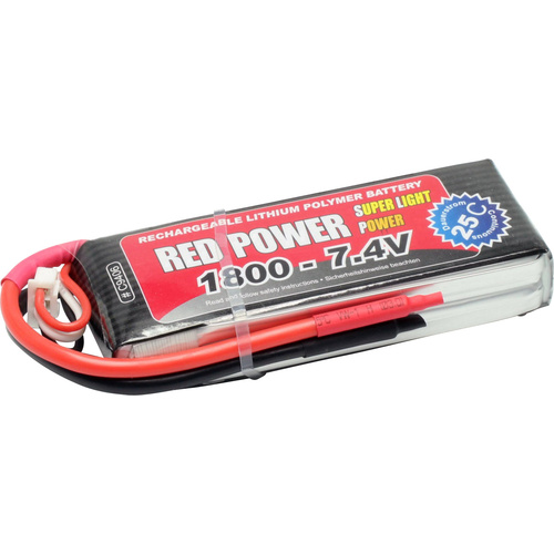 Pack de batterie (LiPo) 7.4 V 1800 mAh Red Power C9406 25 C Softcase extrémités de câble ouvertes