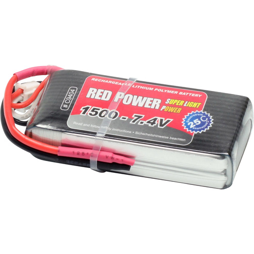 Pack de batterie (LiPo) 7.4 V 1500 mAh Red Power C9404 25 C Softcase extrémités de câble ouvertes