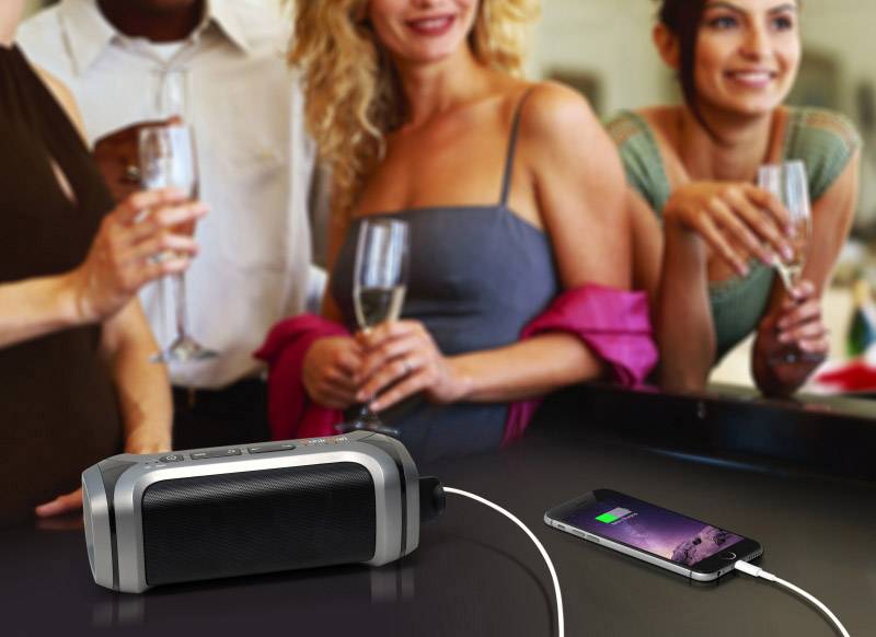 Technaxx PowerBank Soundstation BT-X16 Bluetooth® Lautsprecher AUX, FM Radio, Freisprechfunktion, SD Schwarz