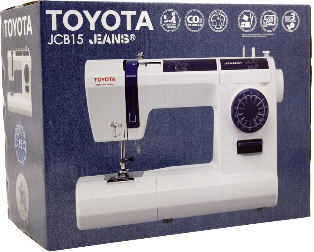 Toyota Nähmaschinen Freiarmnähmaschine JCB15 Weiß, Dunkelblau