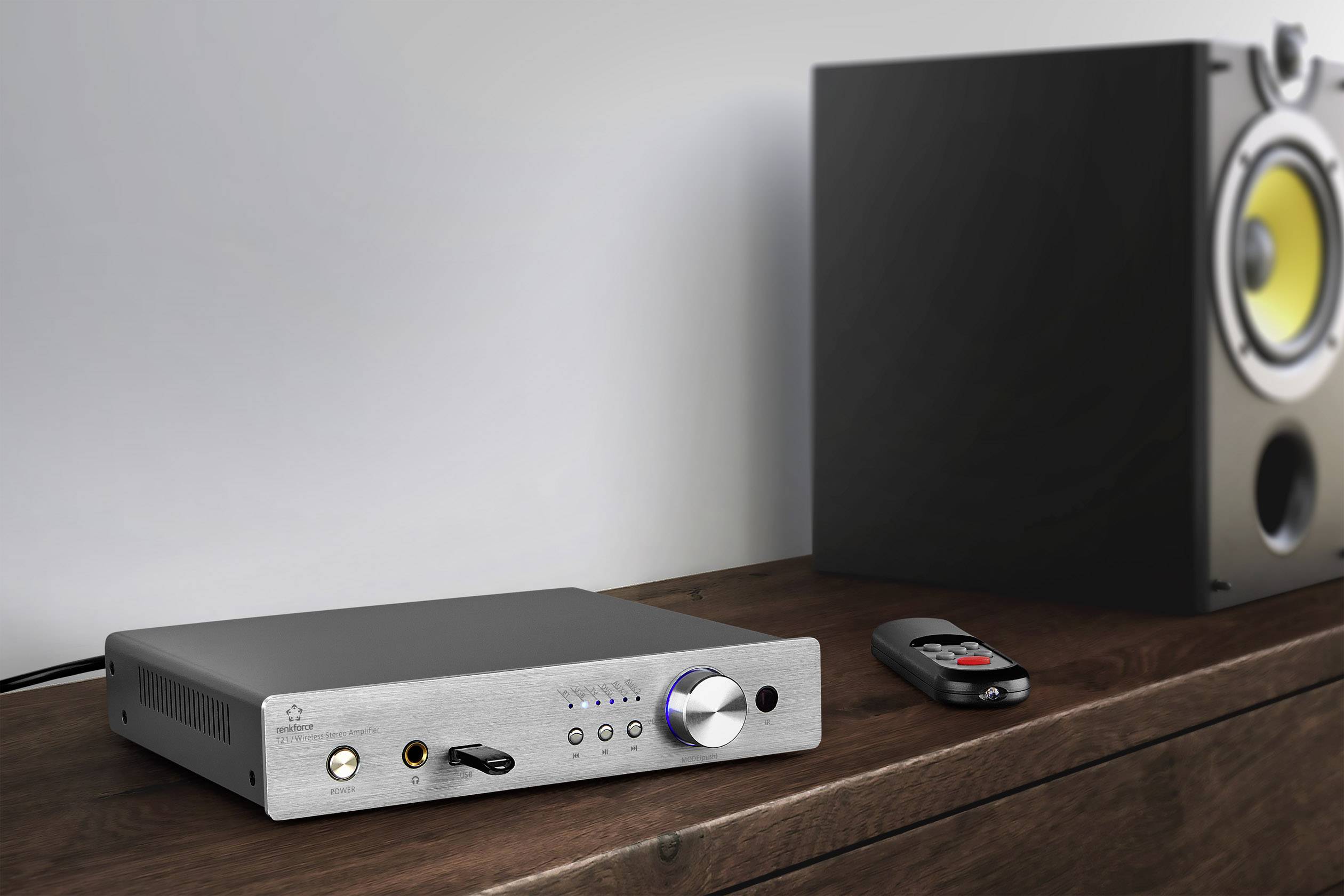 Renkforce T21 Stereo-Verstärker 2 x 50W Aluminium Bluetooth®, USB