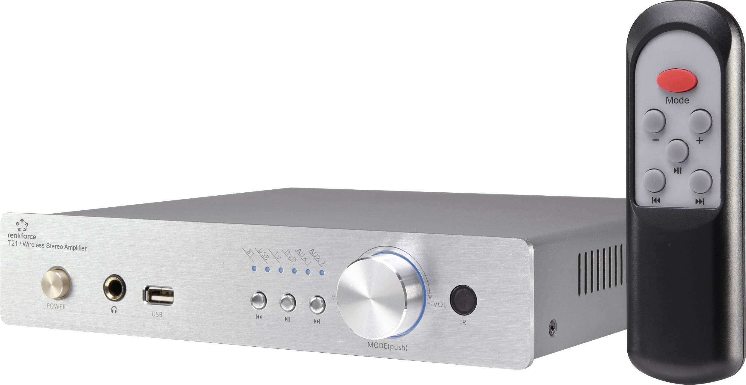 Renkforce T21 Stereo-Verstärker 2 x 50W Aluminium Bluetooth®, USB