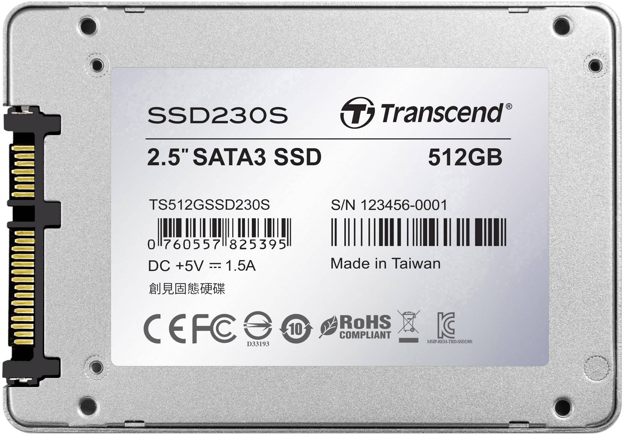 Transcend 230S 512GB Interne SATA SSD 6.35cm (2.5 Zoll) SATA 6 Gb/s Retail TS512GSSD230S