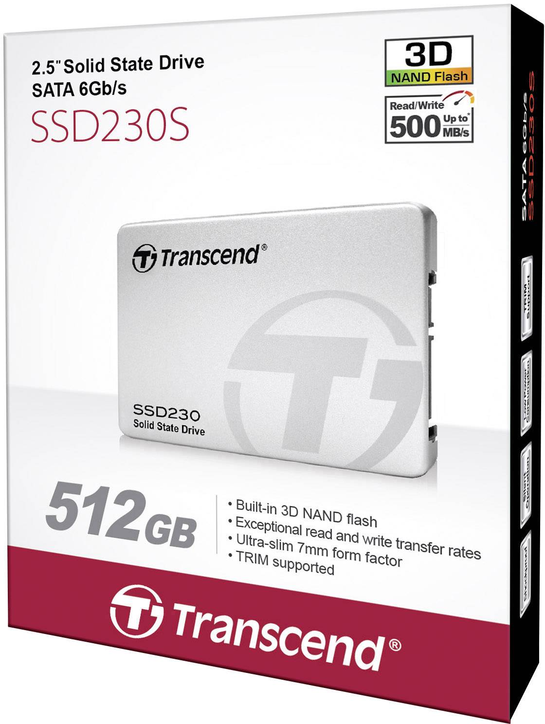 Transcend 230S 512 GB Interne SATA SSD 6.35 cm (2.5 Zoll) SATA 6 Gb/s Retail TS512GSSD230S