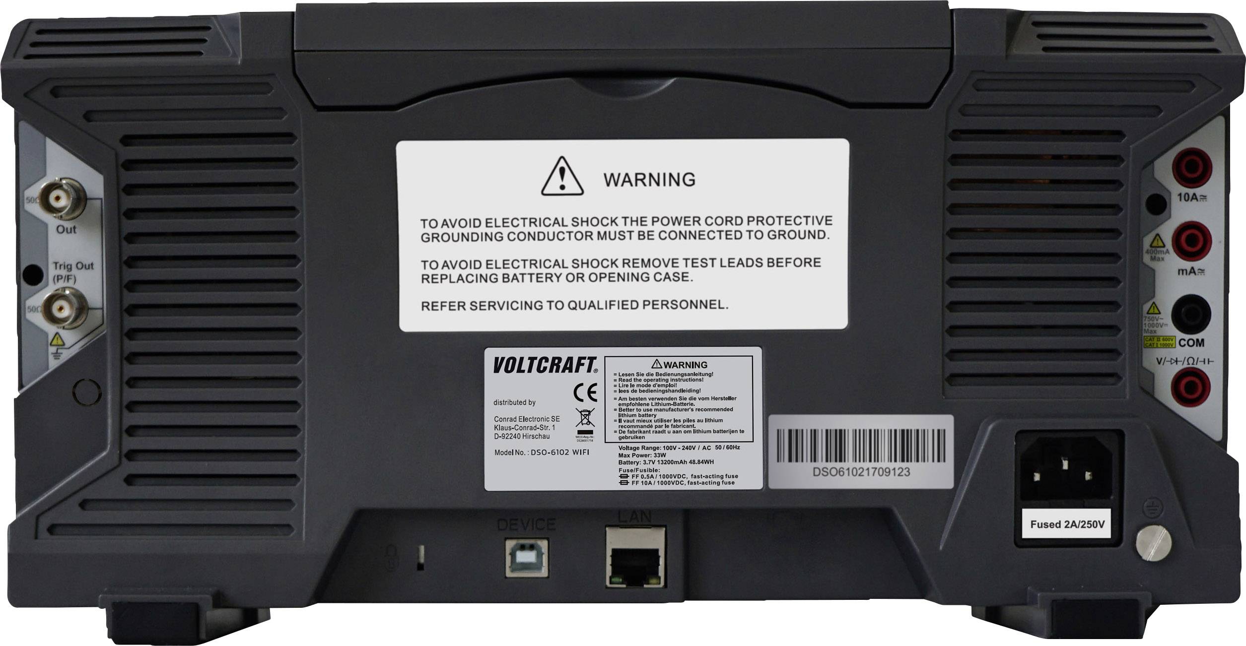 VOLTCRAFT DSO-6102WIFI Digital-Oszilloskop 100MHz 2-Kanal 1 GSa/s 40000 kpts 8 Bit Funktionsgenerator, Multimeter-Funktionen