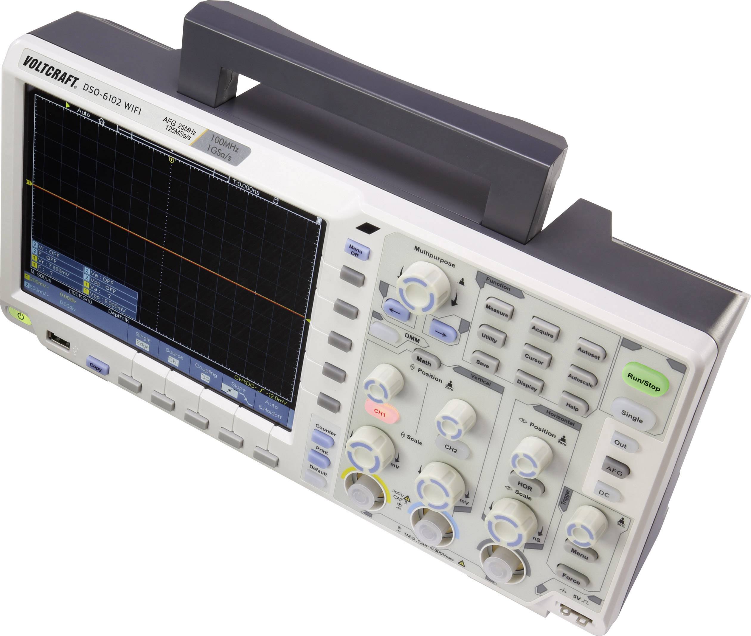 VOLTCRAFT DSO-6102WIFI Digital-Oszilloskop 100MHz 2-Kanal 1 GSa/s 40000 kpts 8 Bit Funktionsgenerator, Multimeter-Funktionen
