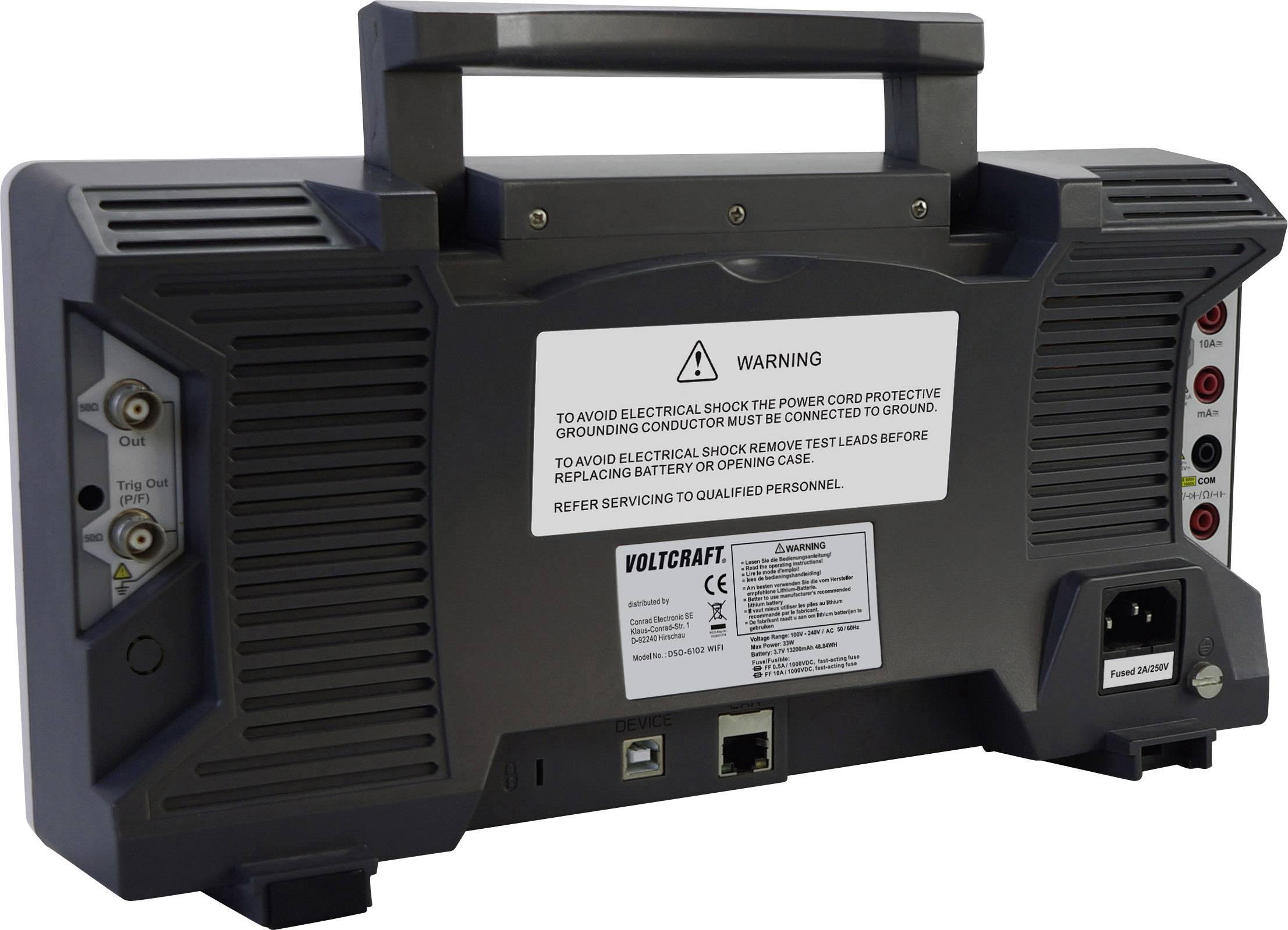 VOLTCRAFT DSO-6102WIFI Digital-Oszilloskop 100MHz 2-Kanal 1 GSa/s 40000 kpts 8 Bit Funktionsgenerator, Multimeter-Funktionen